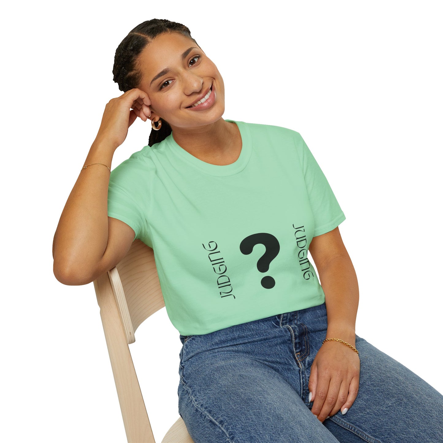 JUDGING Whimsical Unisex T-Shirt with Playful Door Design - Fun Gift for Friends, Casual Wear, Birthday Surprise, Everyday Humor, Quirky Style