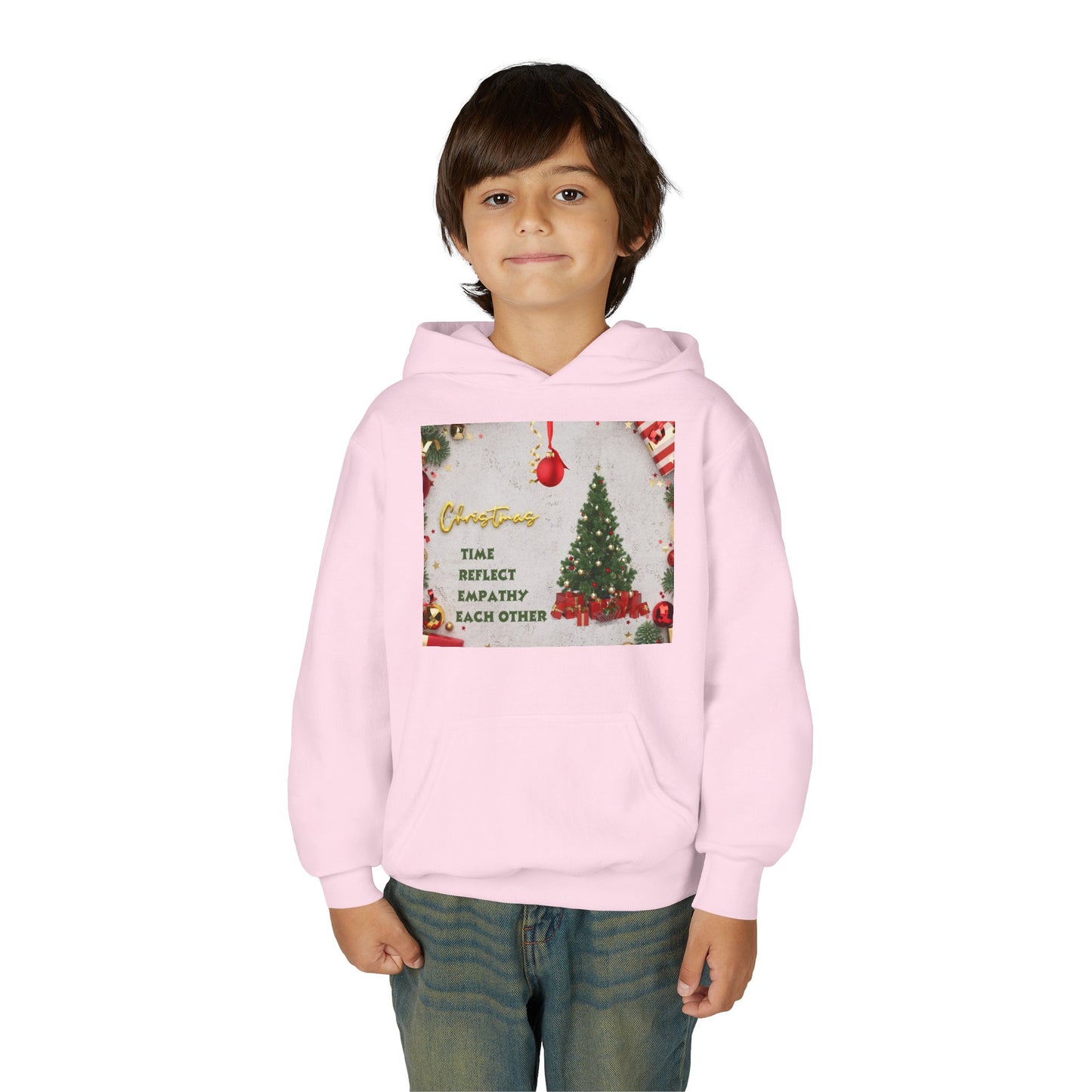 Youth Hooded Sweatshirt - Christmas Cheer, Cozy Holiday Gift, Festive Sweatshirt for Kids, Seasonal Wear, New Year Celebration