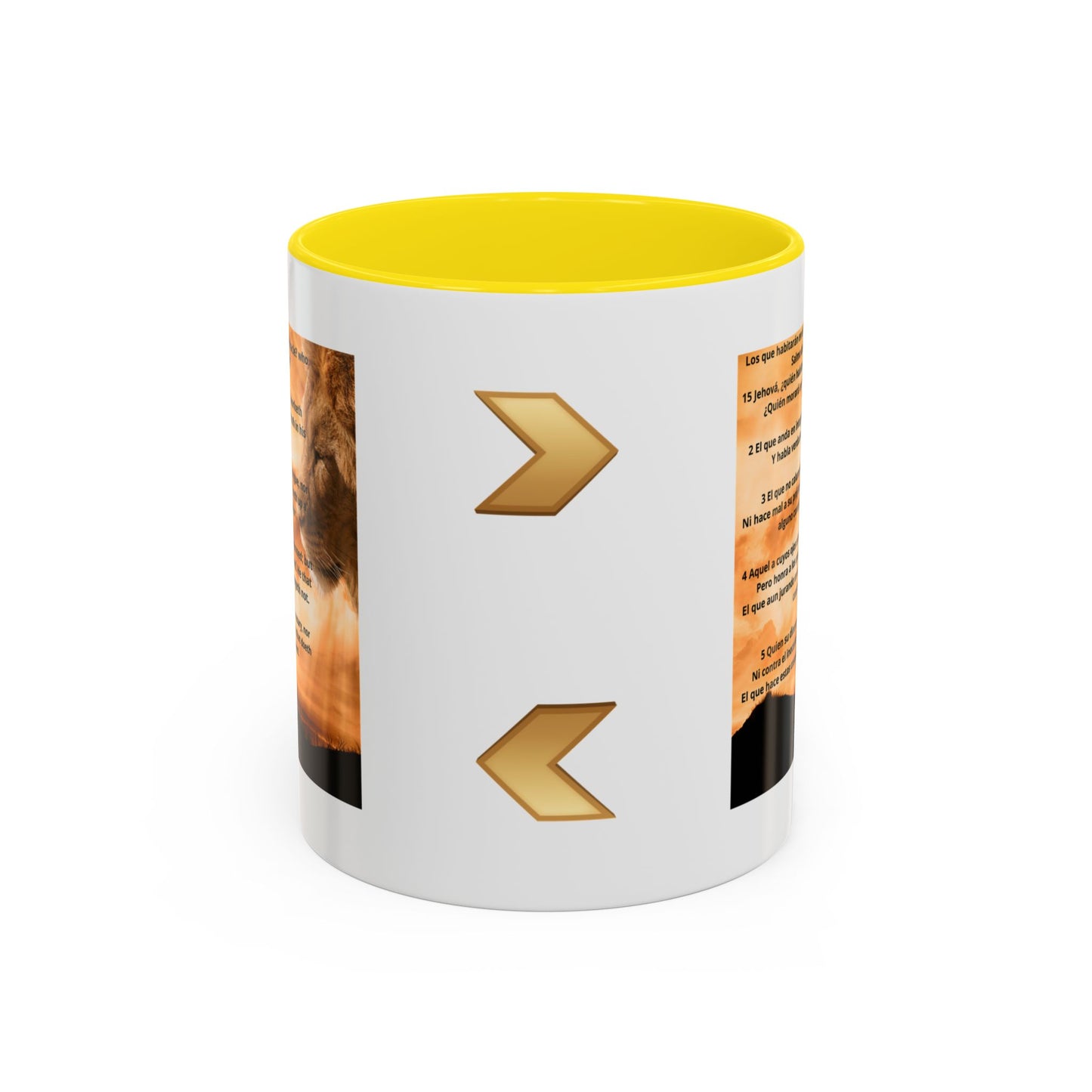 PSALM 15 ENG / SPA Inspirational Lion Accent Coffee Mug | Faith Mug, Motivational Gift, Nature Lover's Cup, Home Decor, Office Drinkware