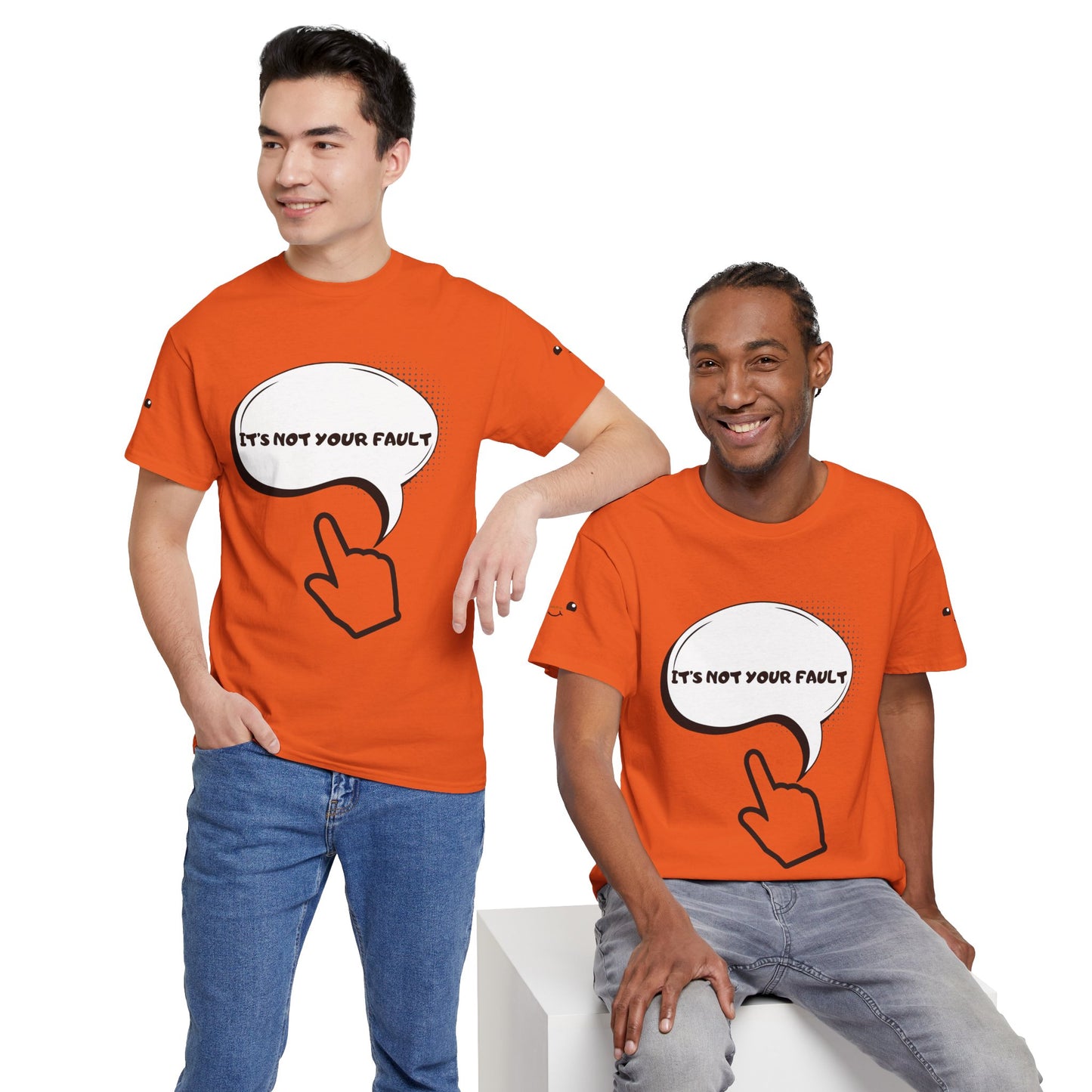 Graphic Tee — "It's Not Your Fault" Comic-Style Pointing Design