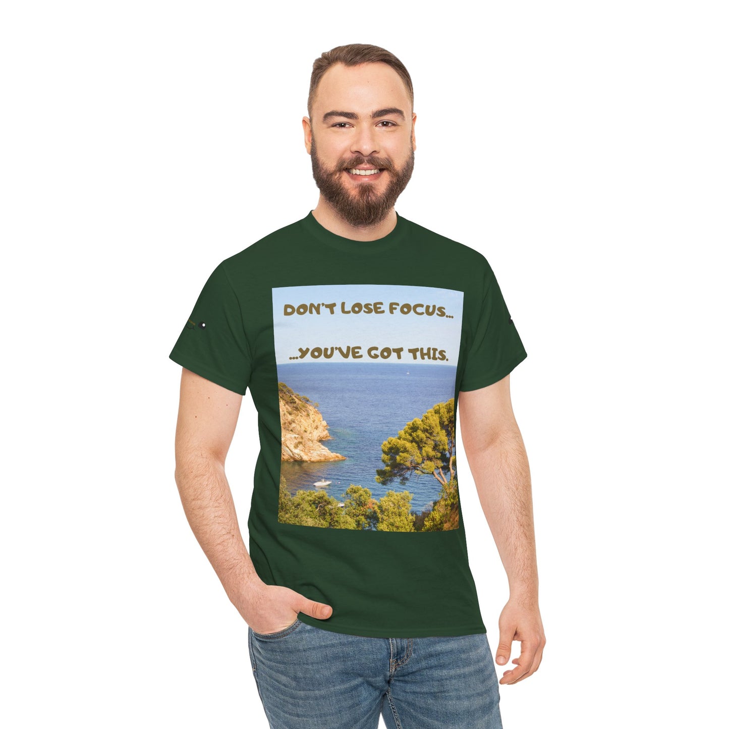Motivational Tee — "Don't Lose Focus, You've Got This" Beach Graphic
