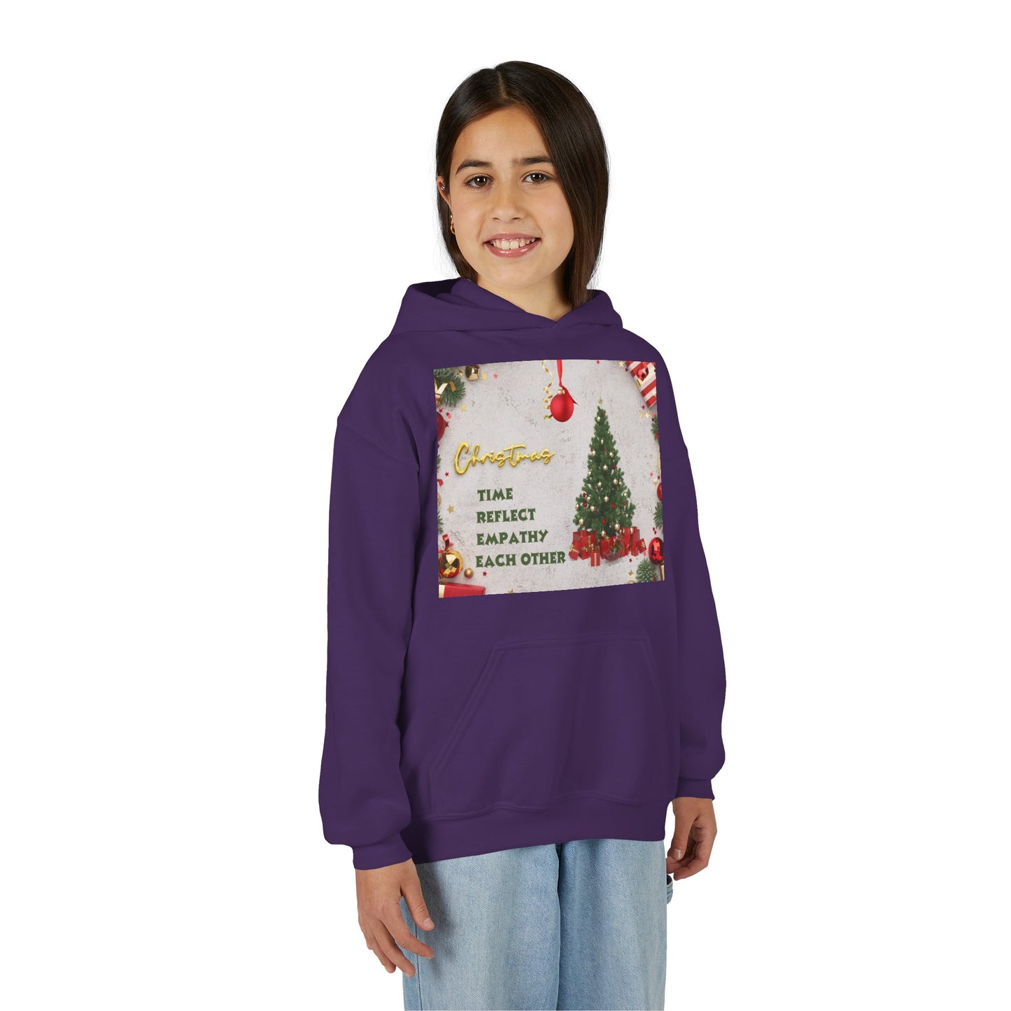 Youth Hooded Sweatshirt - Christmas Cheer, Cozy Holiday Gift, Festive Sweatshirt for Kids, Seasonal Wear, New Year Celebration