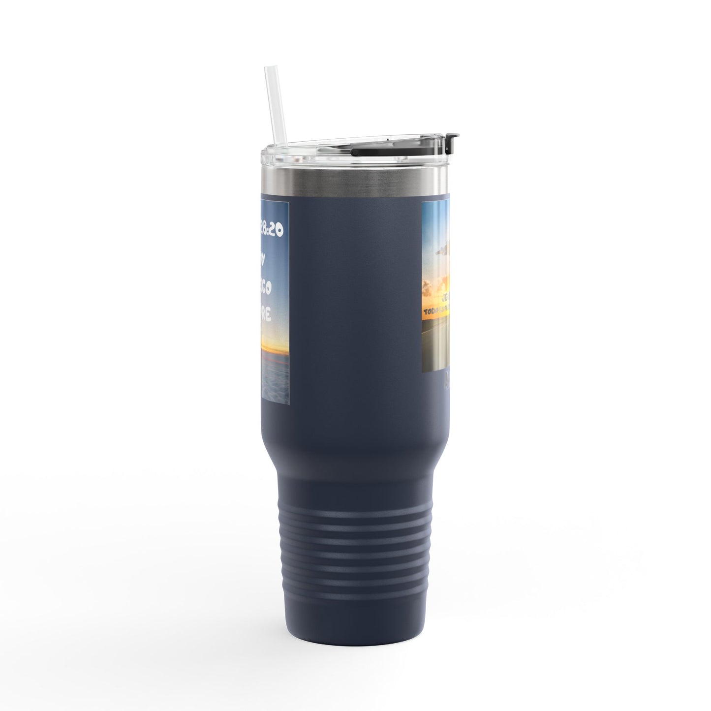 40oz Insulated Travel Mug — Airplane Sunset Design with "Amen" & Jeremiah 29:11 Verse