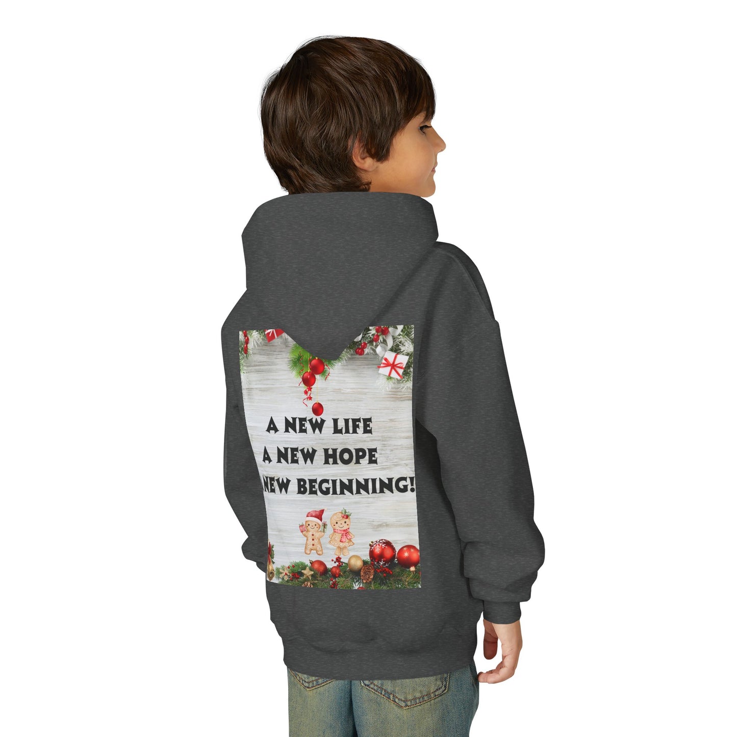 Youth Hooded Sweatshirt - Christmas Cheer, Cozy Holiday Gift, Festive Sweatshirt for Kids, Seasonal Wear, New Year Celebration