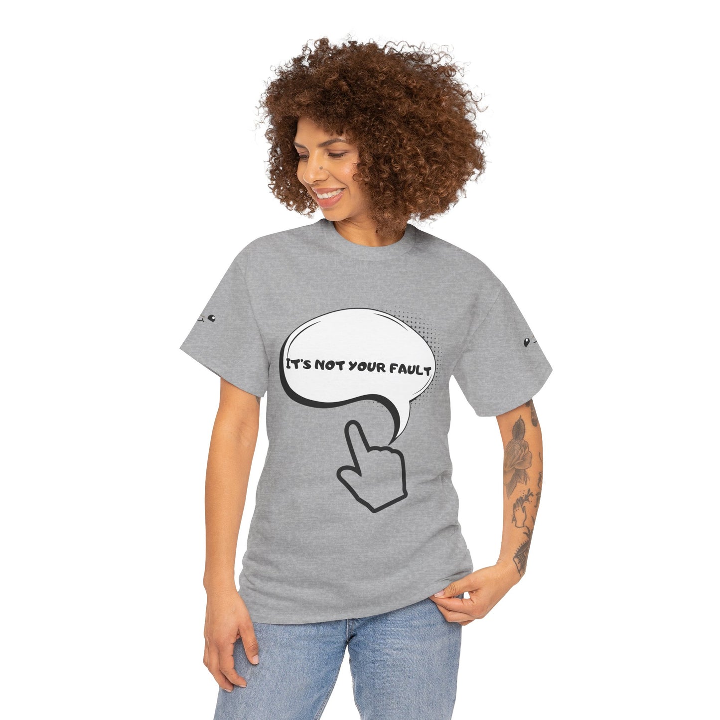 Graphic Tee — "It's Not Your Fault" Comic-Style Pointing Design