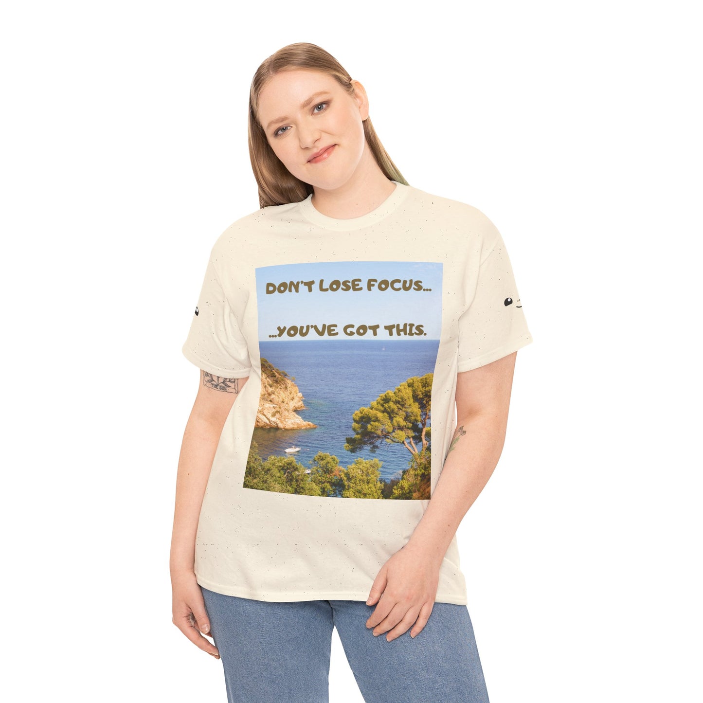 Motivational Tee — "Don't Lose Focus, You've Got This" Beach Graphic