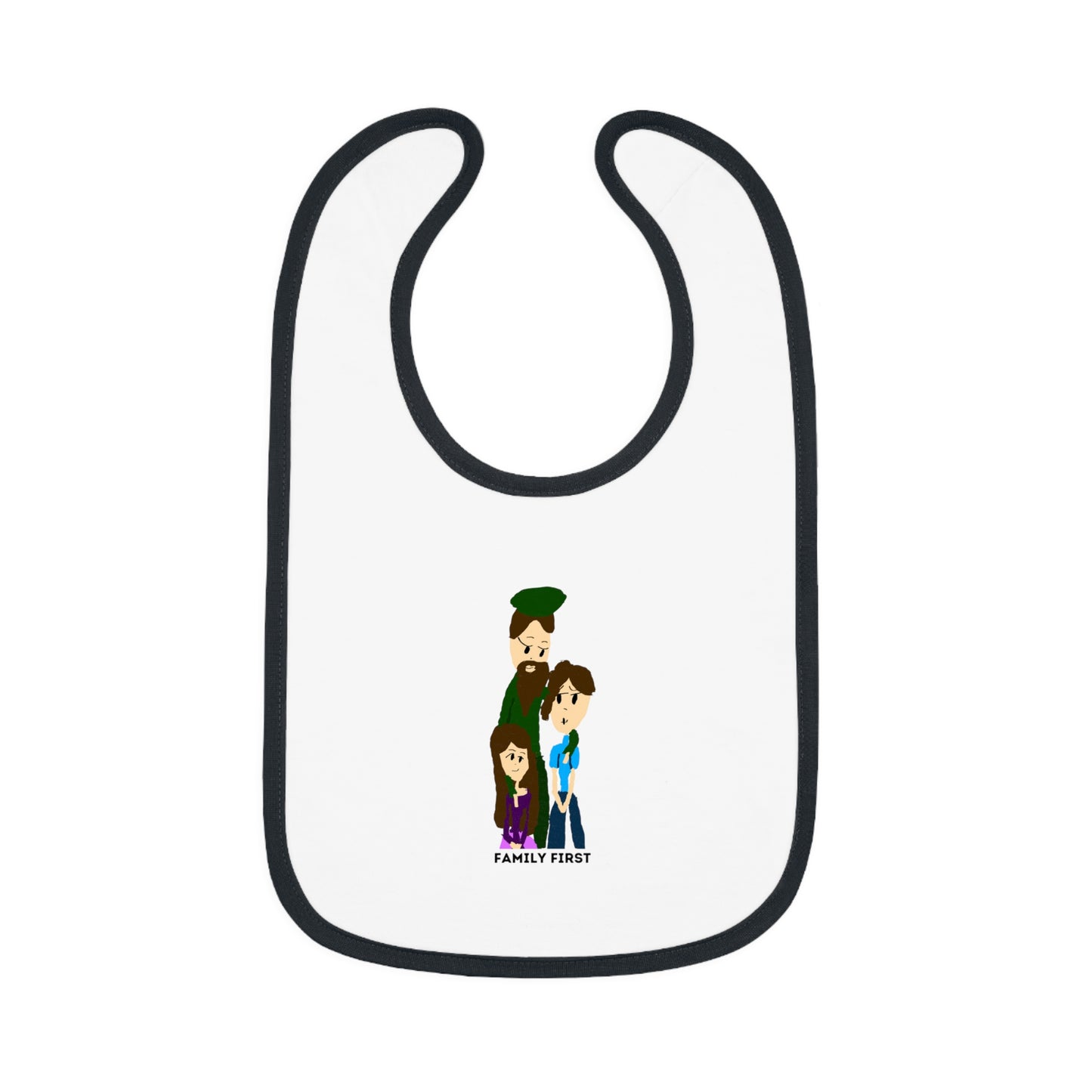 FAMILY FIRST ISAAC IDYER ARTS DESINGS Baby Contrast Trim Jersey Bib