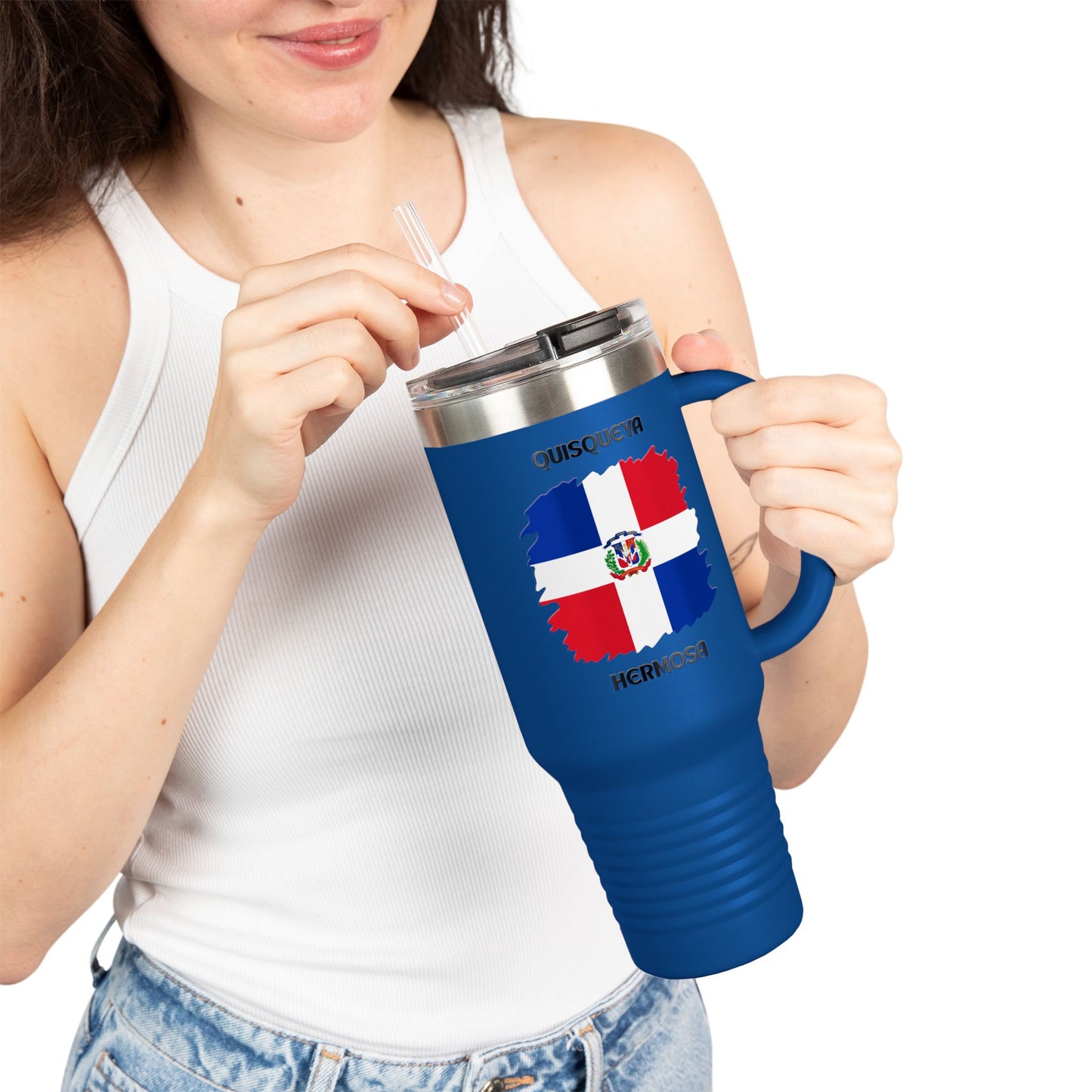 Dominican Republic Insulated Travel Mug, Caribbean Travel Cup, Beach Lover Gift, Quisqueya Hermosa Thermos, Vacation Essential, Summer [...]