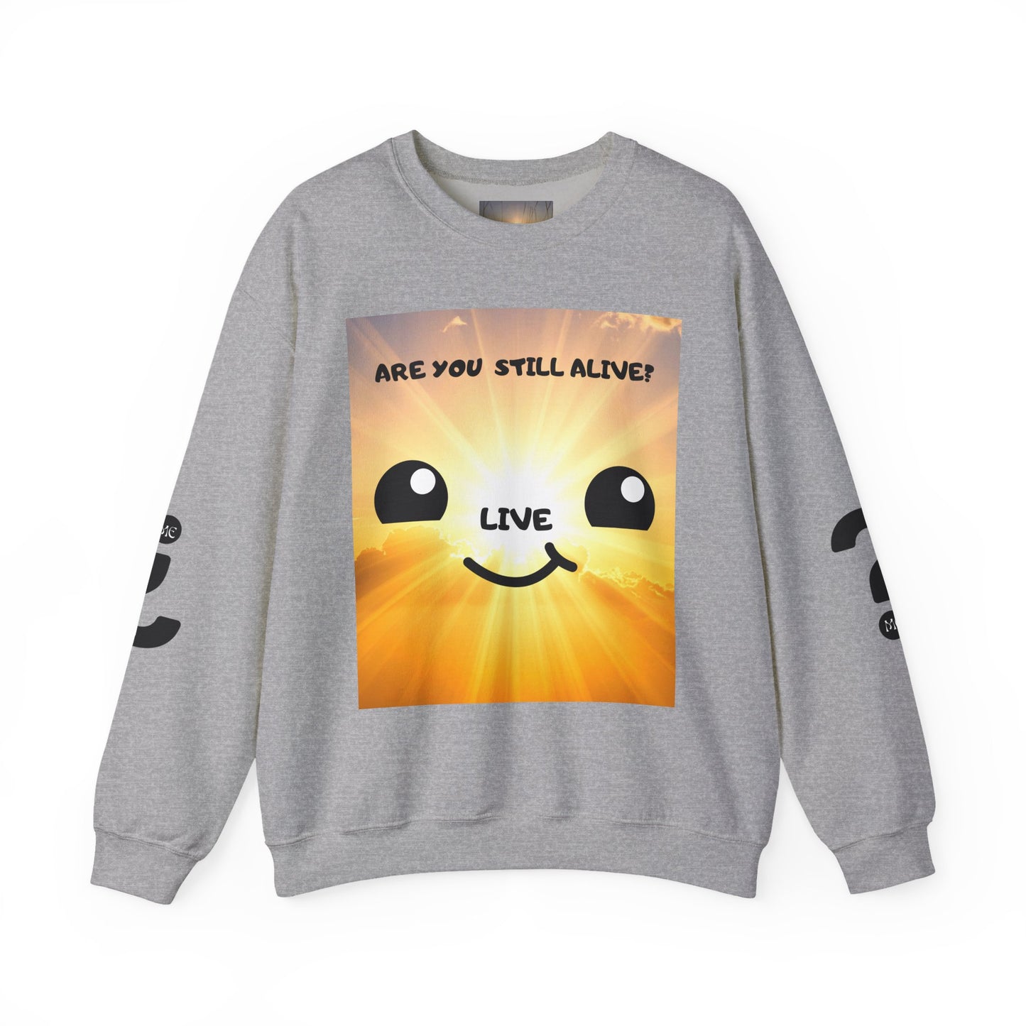 Smile Sun Sweatshirt — "Are You Still Alive?" Positive Graphic Crewneck