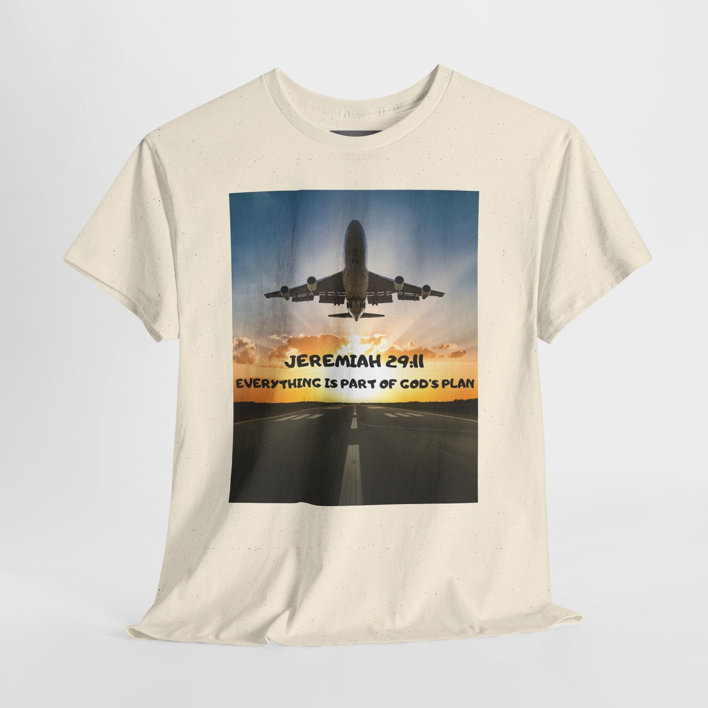 Faith Travel T‑Shirt — “Jeremiah 29:11 / Matthew 28:20” Inspirational Plane Tee