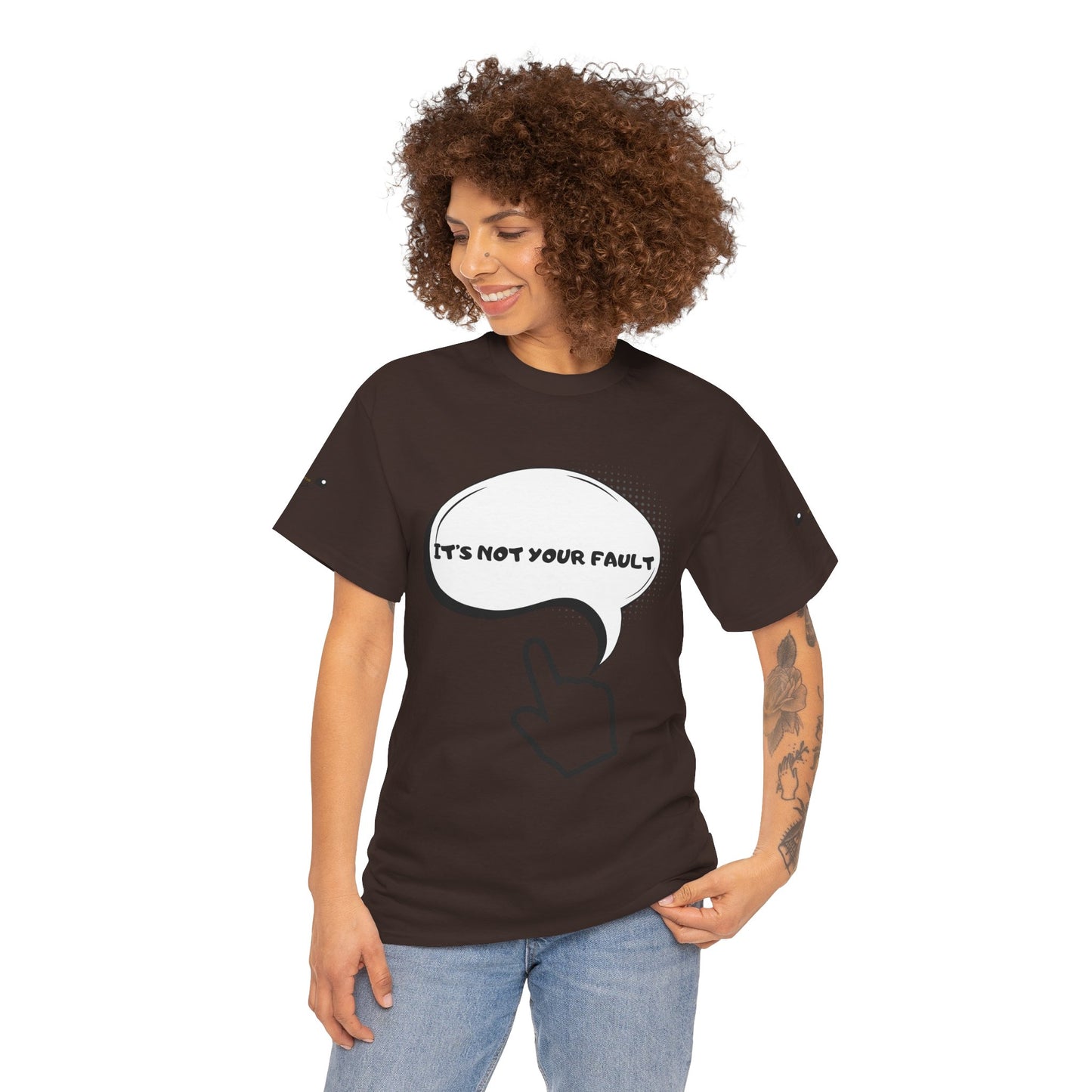 Graphic Tee — "It's Not Your Fault" Comic-Style Pointing Design