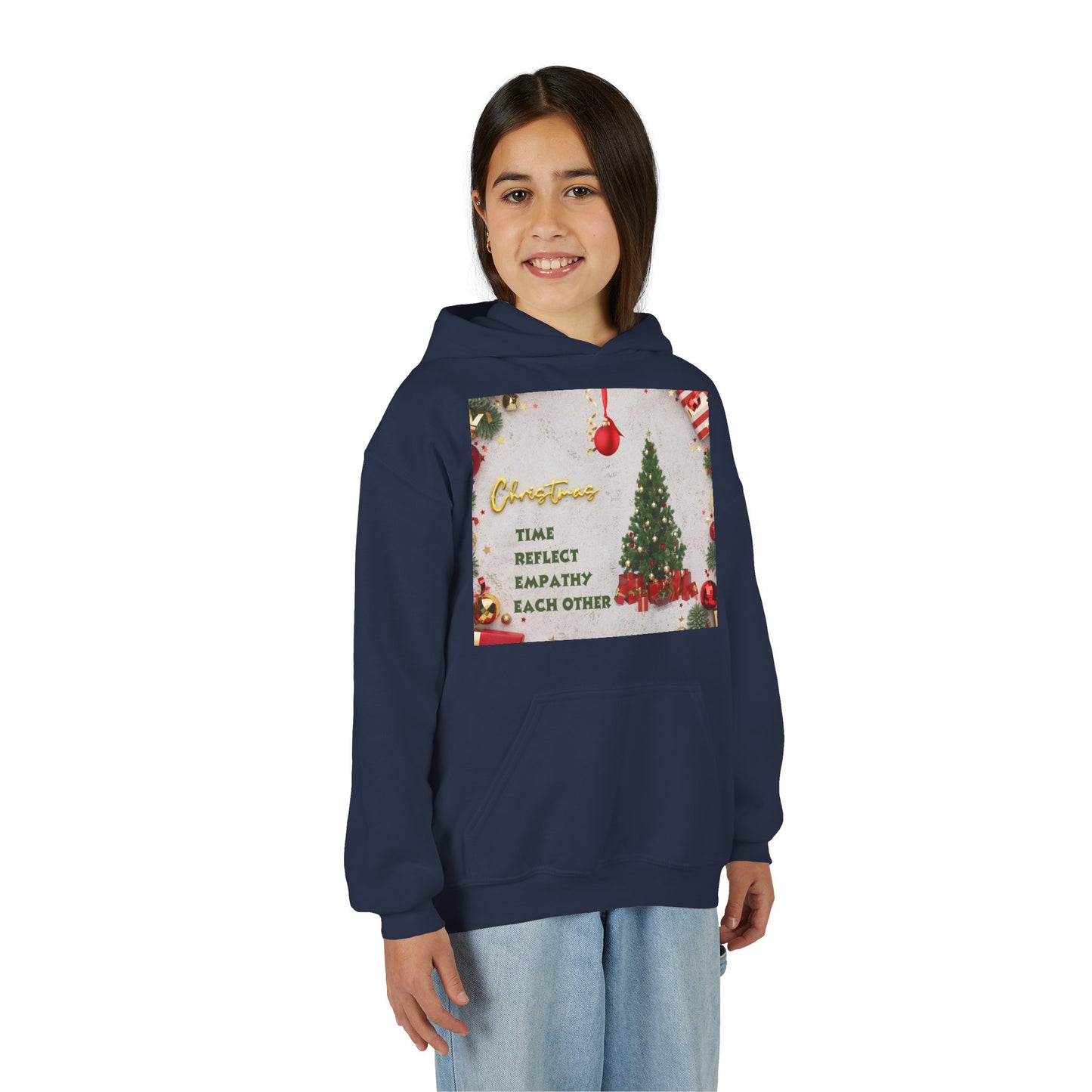 Youth Hooded Sweatshirt - Christmas Cheer, Cozy Holiday Gift, Festive Sweatshirt for Kids, Seasonal Wear, New Year Celebration