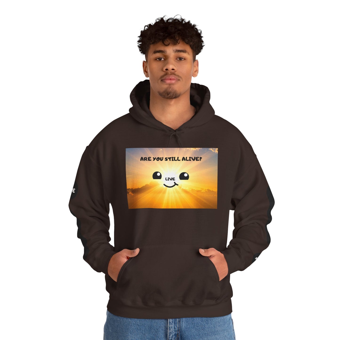 Smile Face Hoodie — "Are You Still Alive?" Sunrise Graphic Hooded Sweatshirt