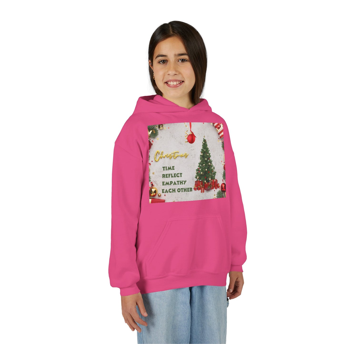 Youth Hooded Sweatshirt - Christmas Cheer, Cozy Holiday Gift, Festive Sweatshirt for Kids, Seasonal Wear, New Year Celebration