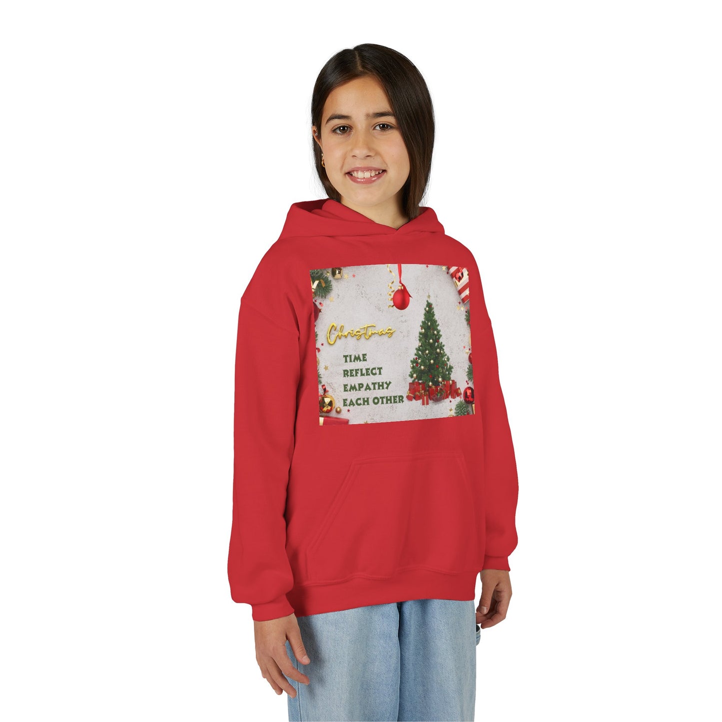 Youth Hooded Sweatshirt - Christmas Cheer, Cozy Holiday Gift, Festive Sweatshirt for Kids, Seasonal Wear, New Year Celebration