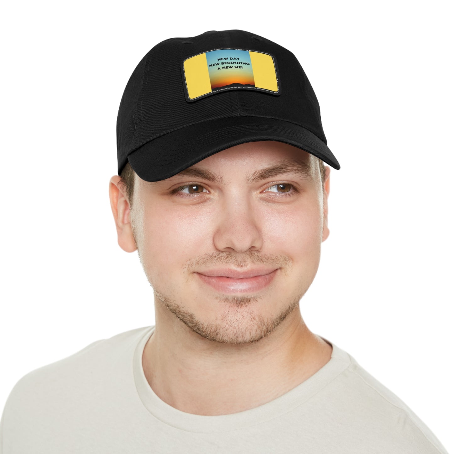 NEW DAY NEW BEGINNING A NEW ME Hat with Leather Patch (Rectangle)