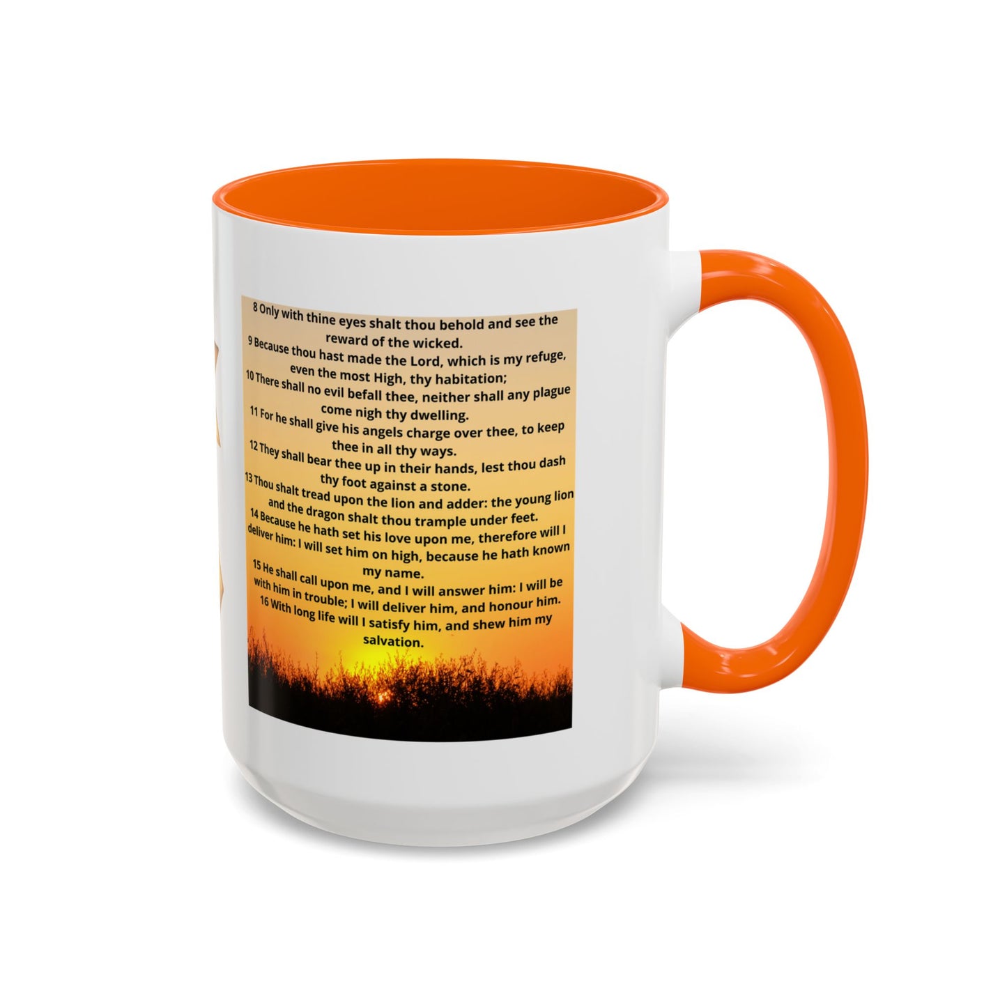 PSALM 91 Inspirational Lion Accent Coffee Mug | Motivational Gift, Scripture Mug, Unique Home Decor, Faith-Based Coffee Cup, Lion Design