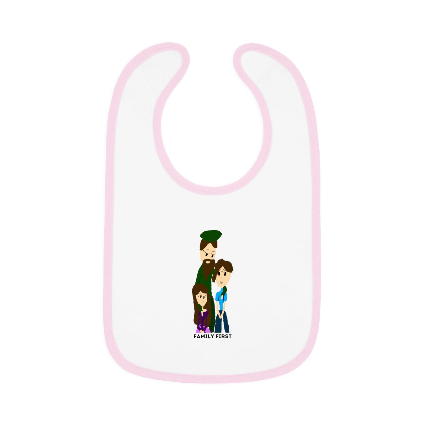 FAMILY FIRST ISAAC IDYER ARTS DESINGS Baby Contrast Trim Jersey Bib