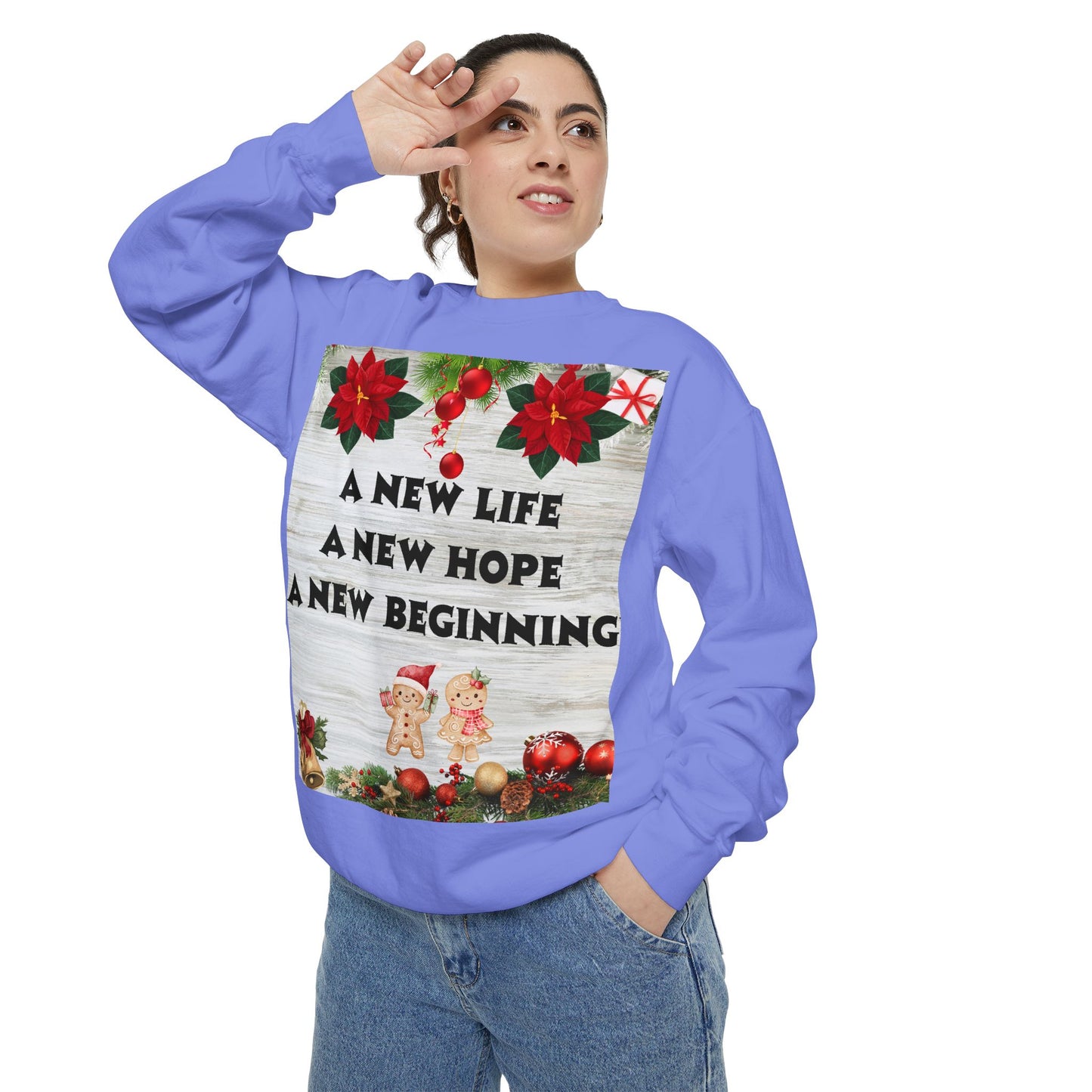 Cozy Holiday Sweatshirt - A New Life, New Hope, New Beginning, Christmas Gift, Unisex Apparel, Festive Wear, Winter Fashion