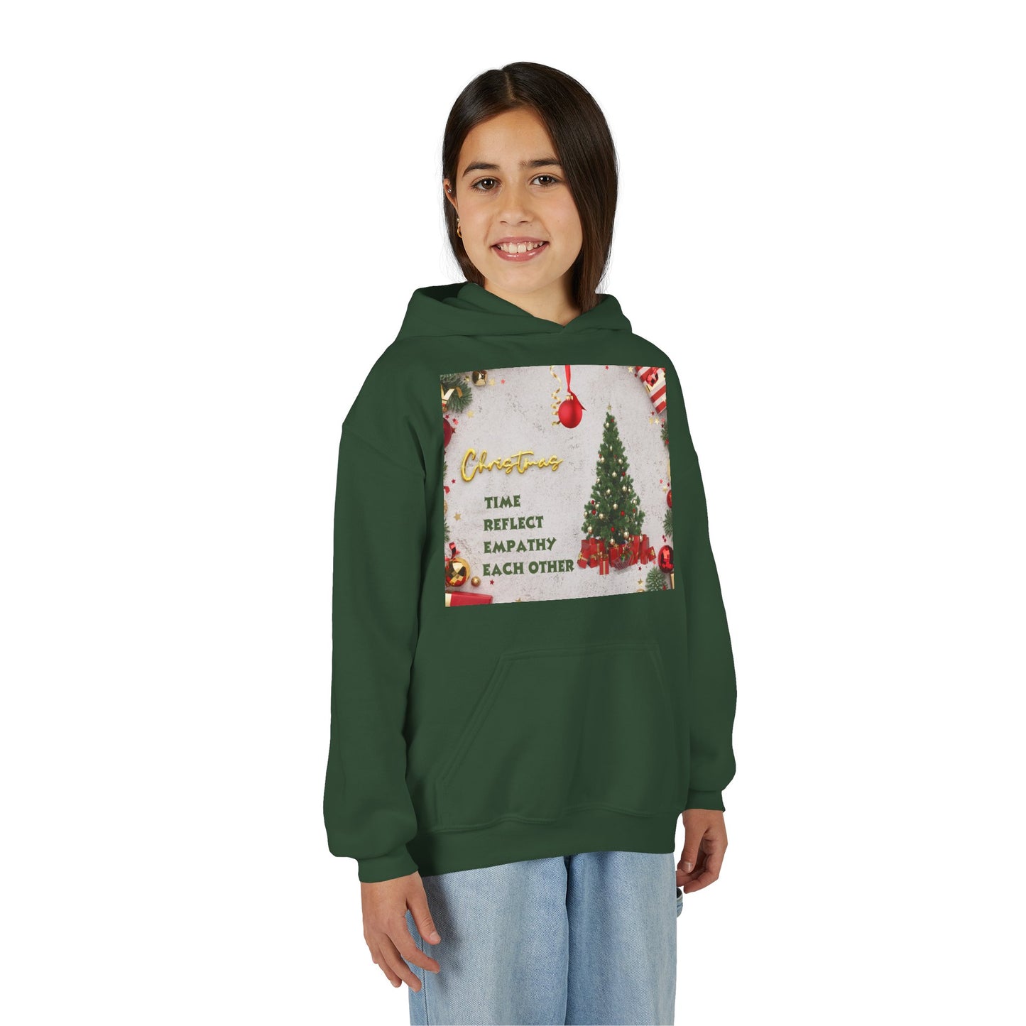 Youth Hooded Sweatshirt - Christmas Cheer, Cozy Holiday Gift, Festive Sweatshirt for Kids, Seasonal Wear, New Year Celebration