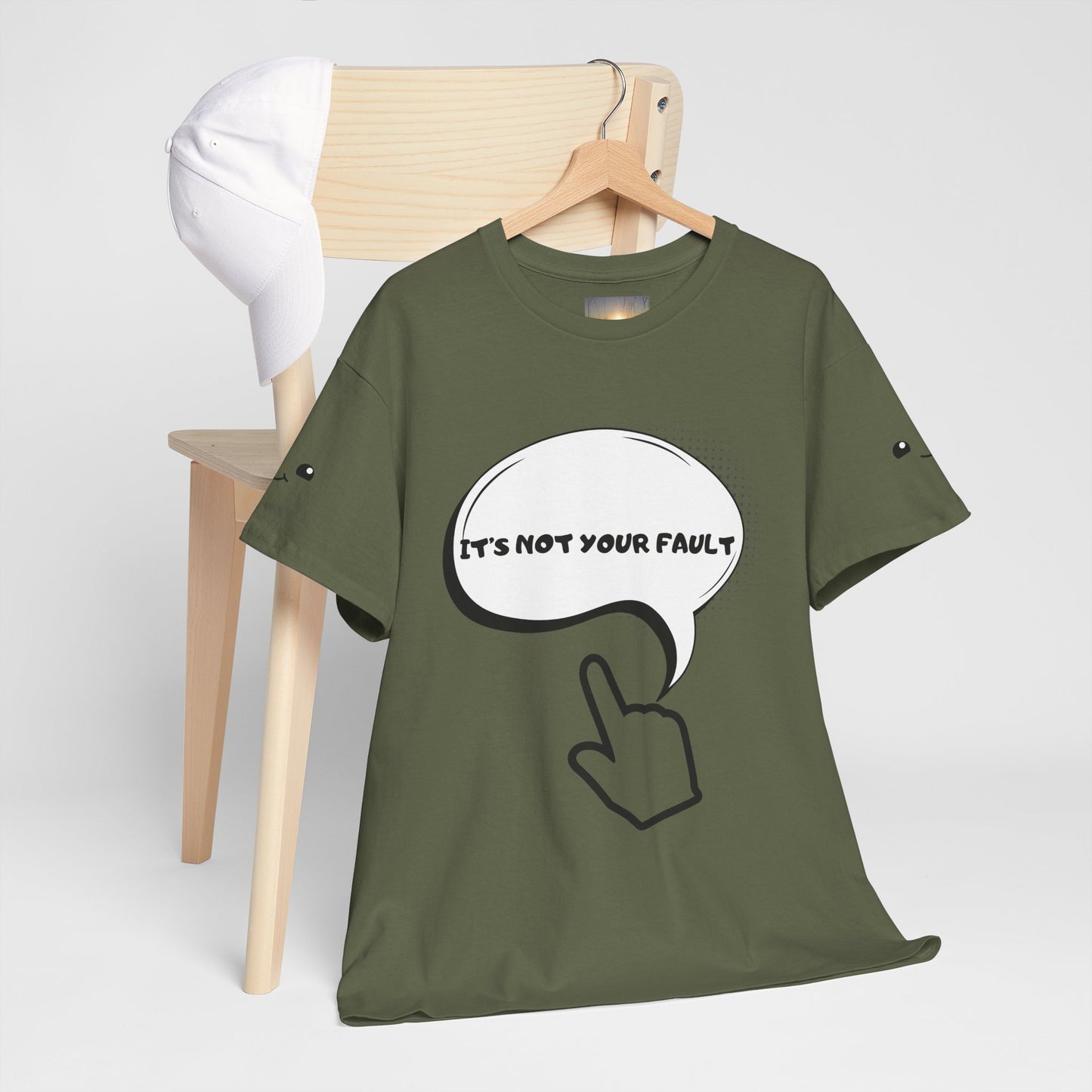 Graphic Tee — "It's Not Your Fault" Comic-Style Pointing Design