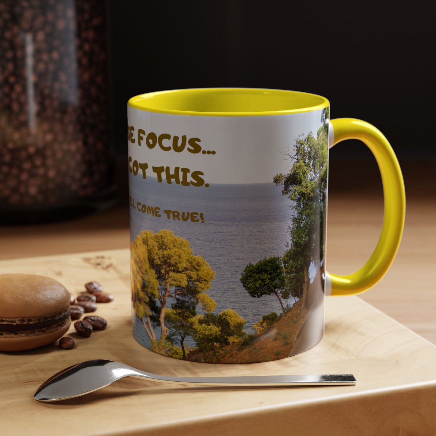 Inspirational Coastal Coffee Mug - "Don't Lose Focus... You've Got This" Accent Mug