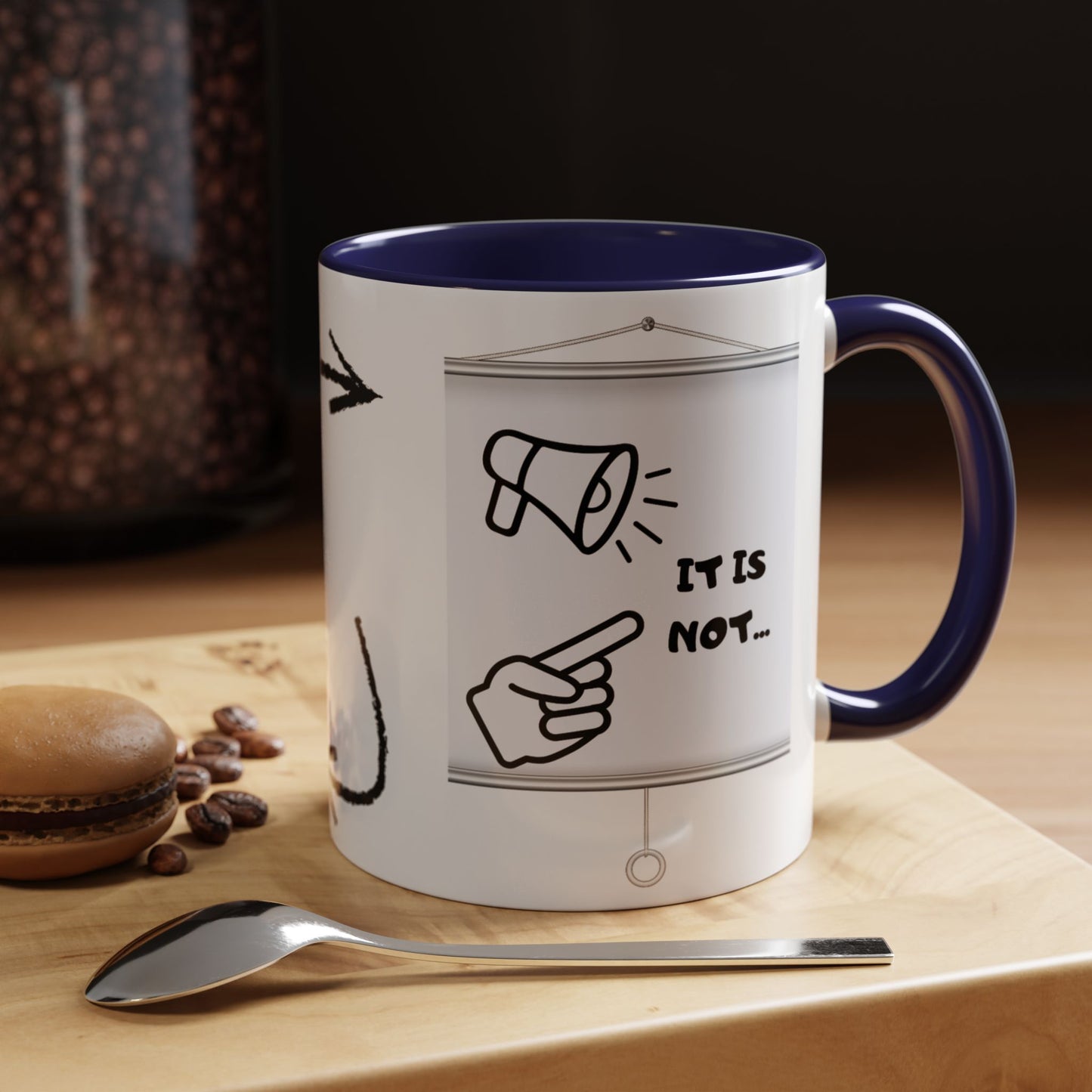 Accent Coffee Mug — Funny 'It Is Not your Fault' Doodle Cartoon Mug (11/15oz)