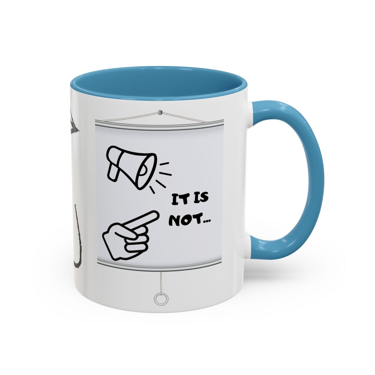 Accent Coffee Mug — Funny 'It Is Not your Fault' Doodle Cartoon Mug (11/15oz)