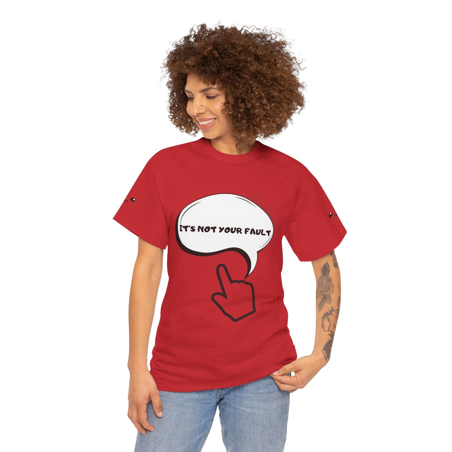 Graphic Tee — "It's Not Your Fault" Comic-Style Pointing Design