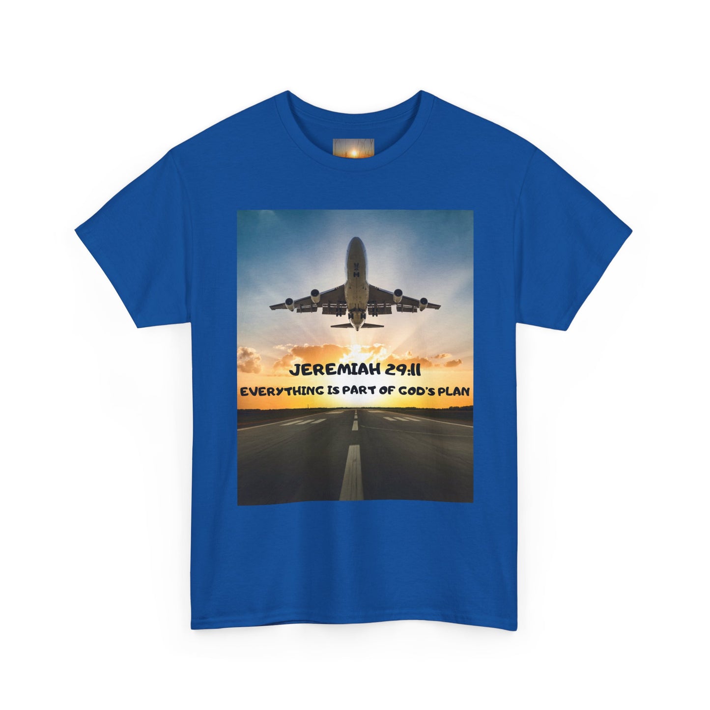 Faith Travel T‑Shirt — “Jeremiah 29:11 / Matthew 28:20” Inspirational Plane Tee