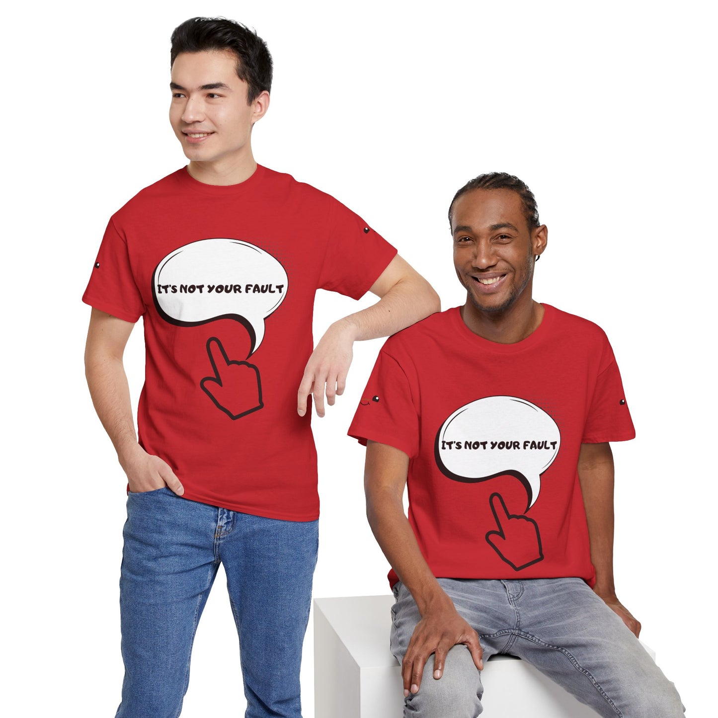 Graphic Tee — "It's Not Your Fault" Comic-Style Pointing Design