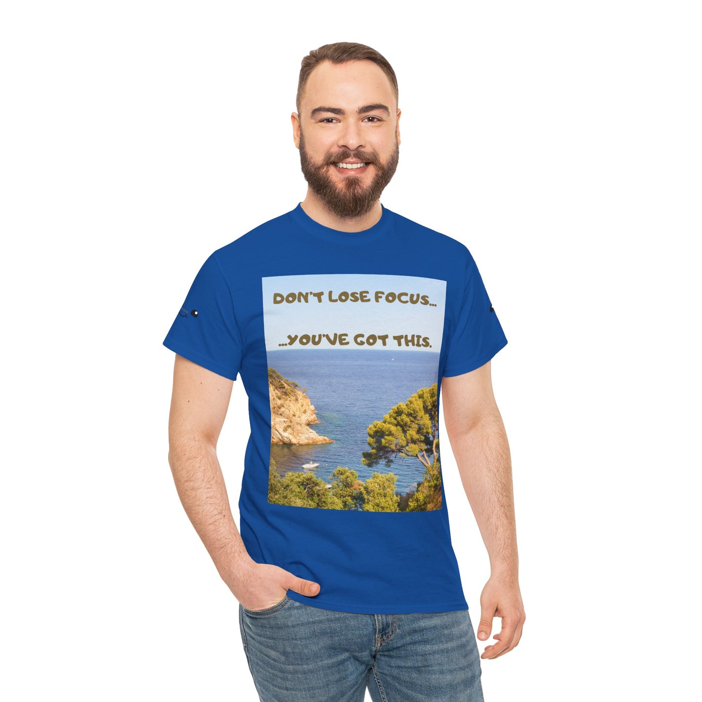 Motivational Tee — "Don't Lose Focus, You've Got This" Beach Graphic