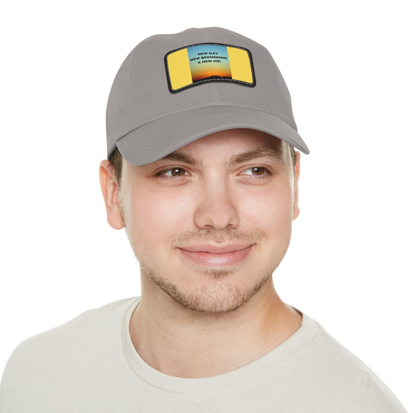 NEW DAY NEW BEGINNING A NEW ME Hat with Leather Patch (Rectangle)