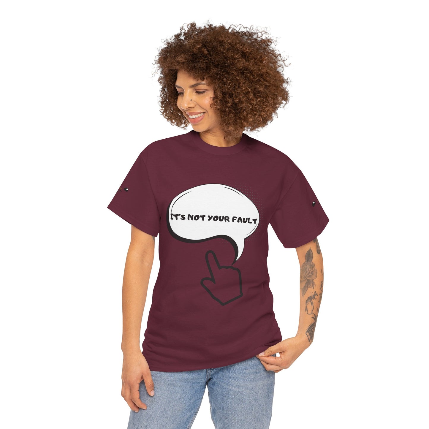 Graphic Tee — "It's Not Your Fault" Comic-Style Pointing Design