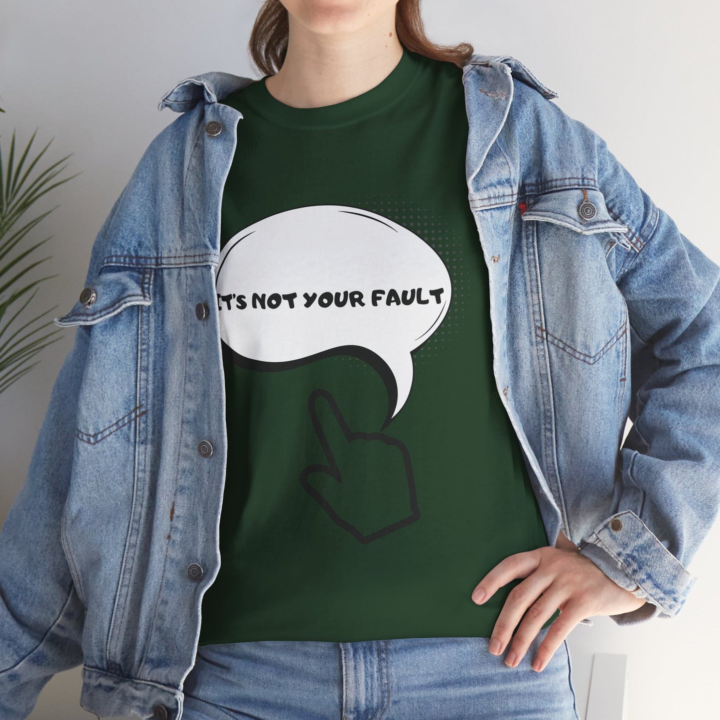Graphic Tee — "It's Not Your Fault" Comic-Style Pointing Design