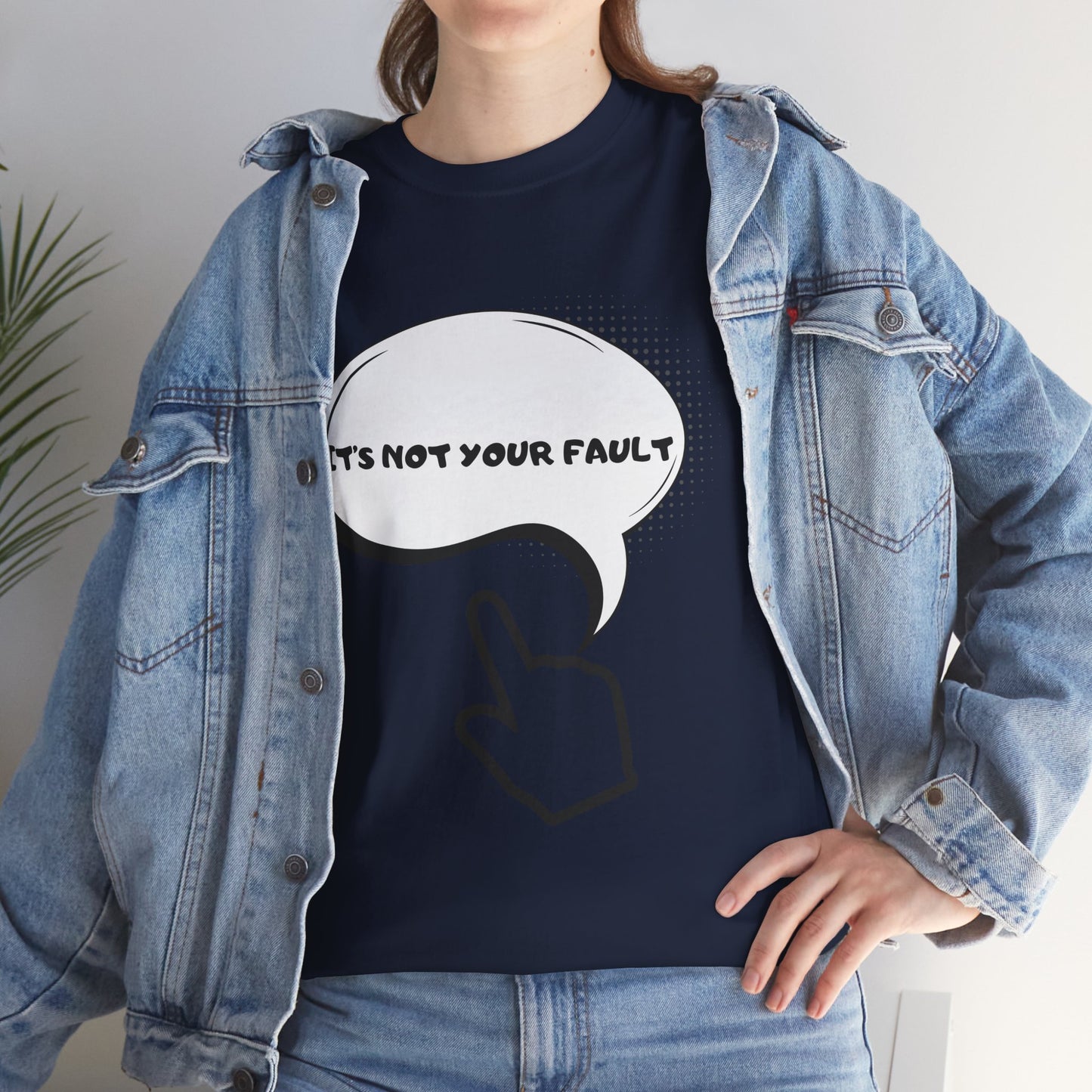 Graphic Tee — "It's Not Your Fault" Comic-Style Pointing Design
