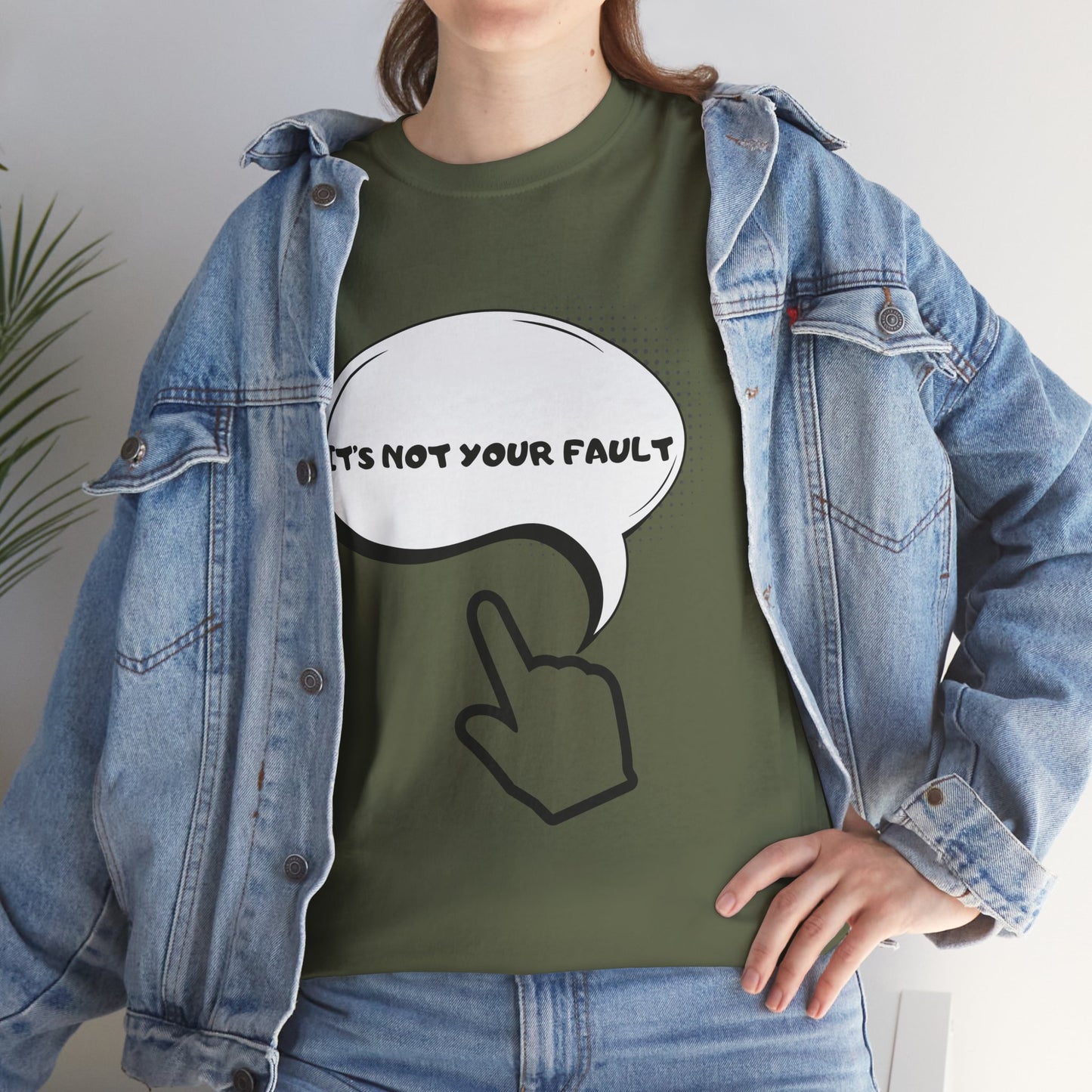 Graphic Tee — "It's Not Your Fault" Comic-Style Pointing Design