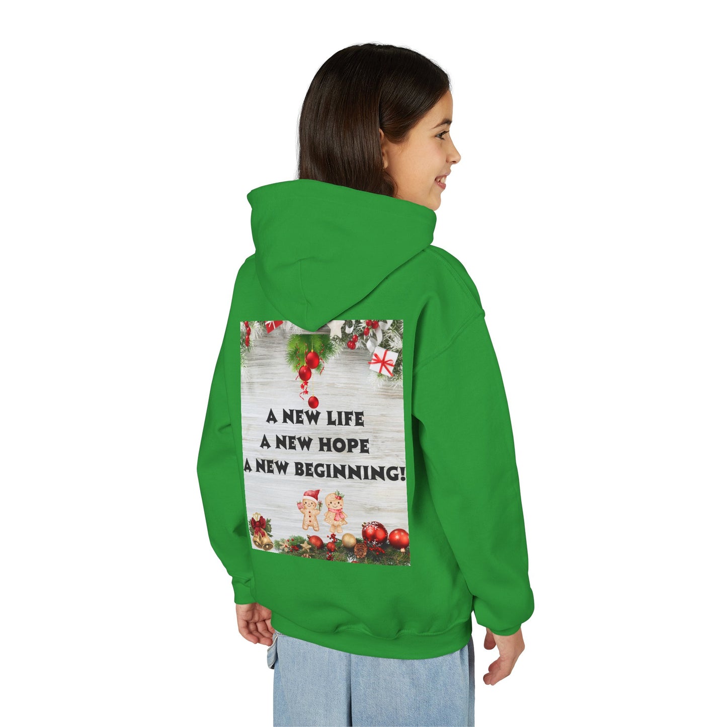 Youth Hooded Sweatshirt - Christmas Cheer, Cozy Holiday Gift, Festive Sweatshirt for Kids, Seasonal Wear, New Year Celebration