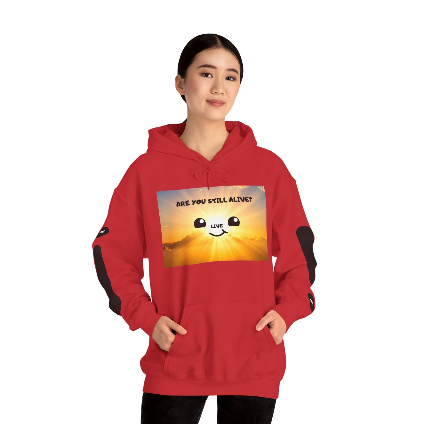 Smile Face Hoodie — "Are You Still Alive?" Sunrise Graphic Hooded Sweatshirt