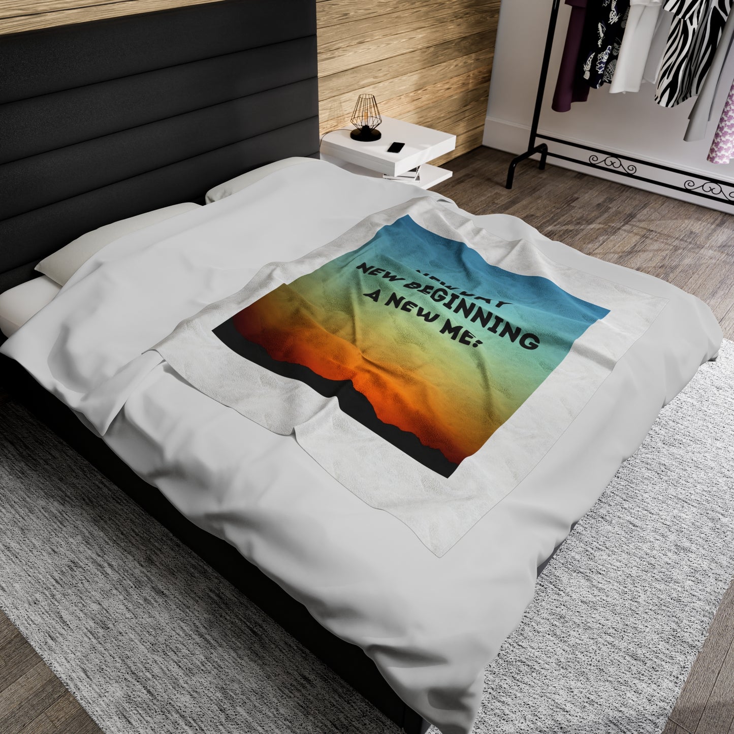 NEW DAY NEW BEGINNING A NEW ME Velveteen Plush Blanket