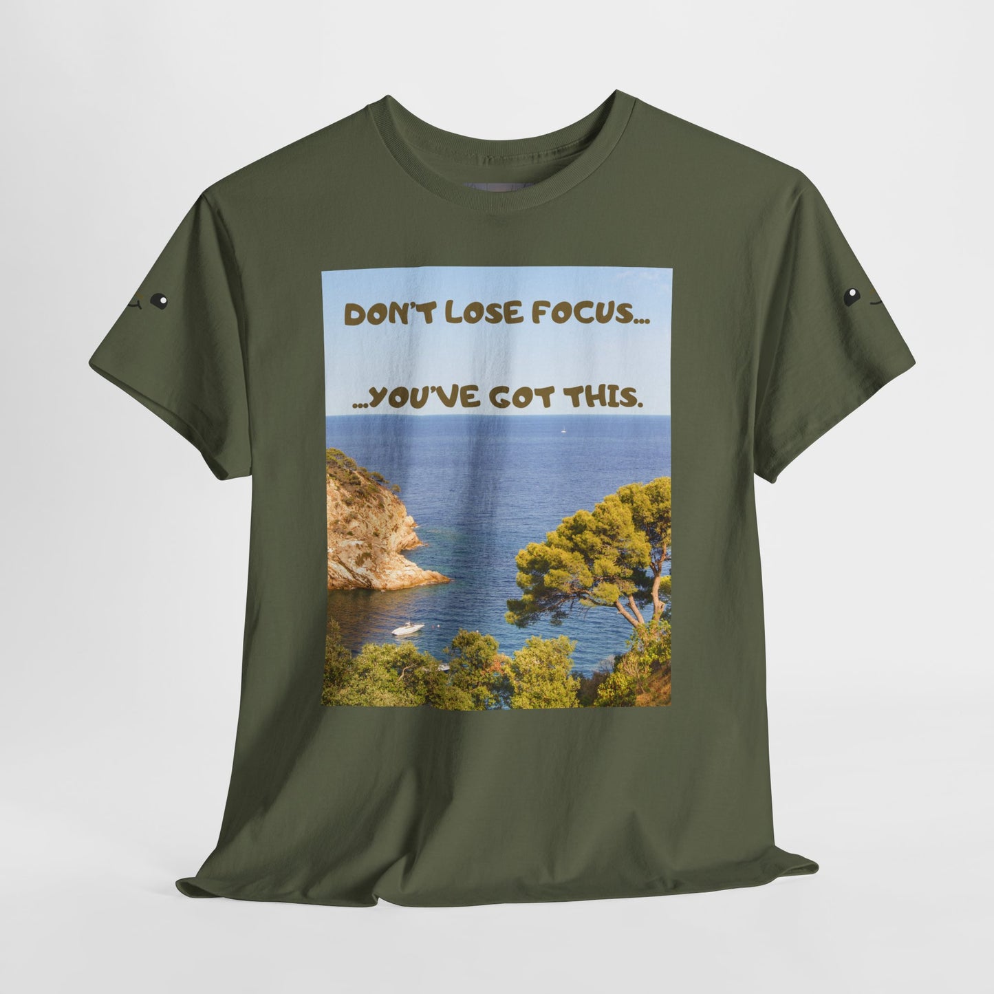 Motivational Tee — "Don't Lose Focus, You've Got This" Beach Graphic