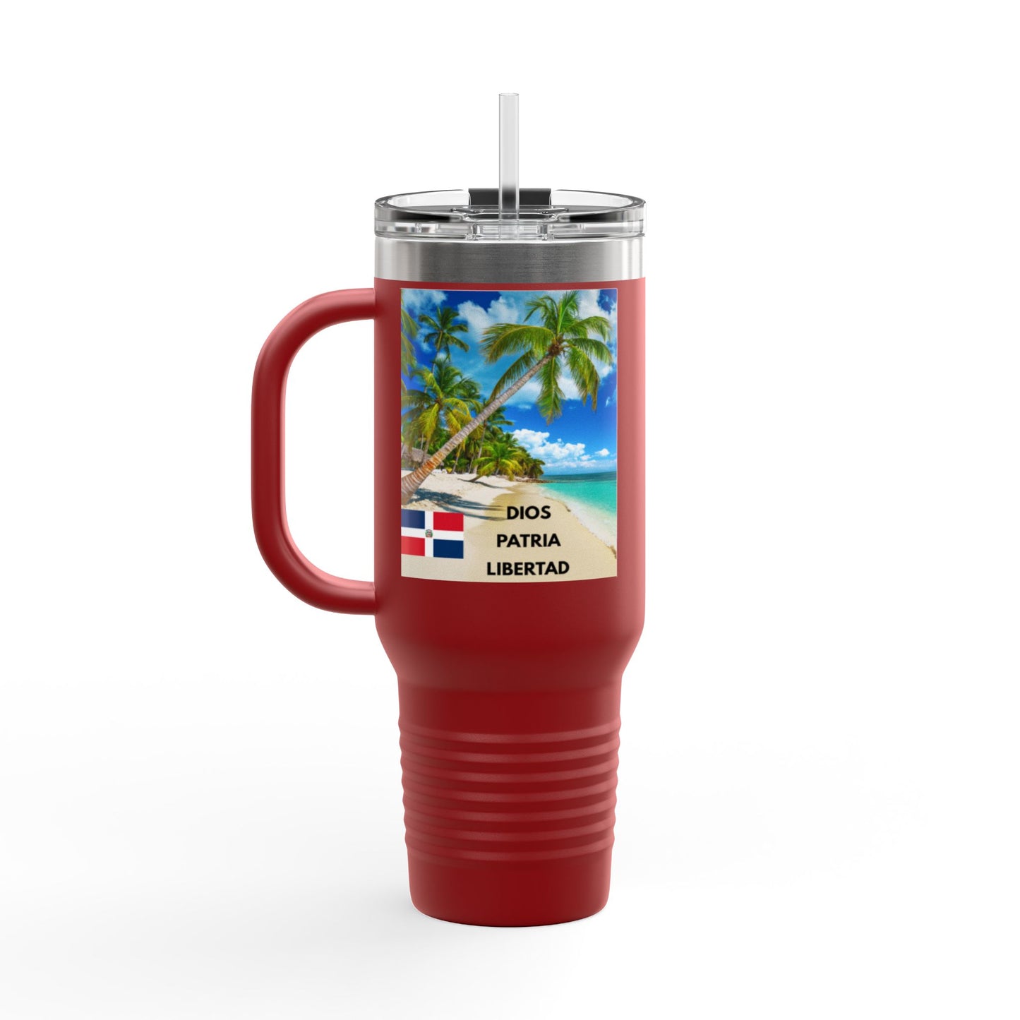 Dominican Republic Insulated Travel Mug, Caribbean Travel Cup, Beach Lover Gift, Quisqueya Hermosa Thermos, Vacation Essential, Summer [...]