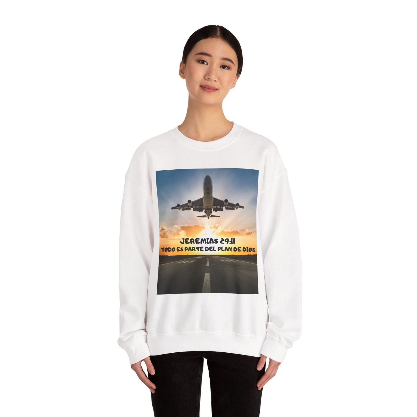 Christian Sweatshirt — Jeremías 29:11 & Mateo 28:20 Inspirational Crewneck