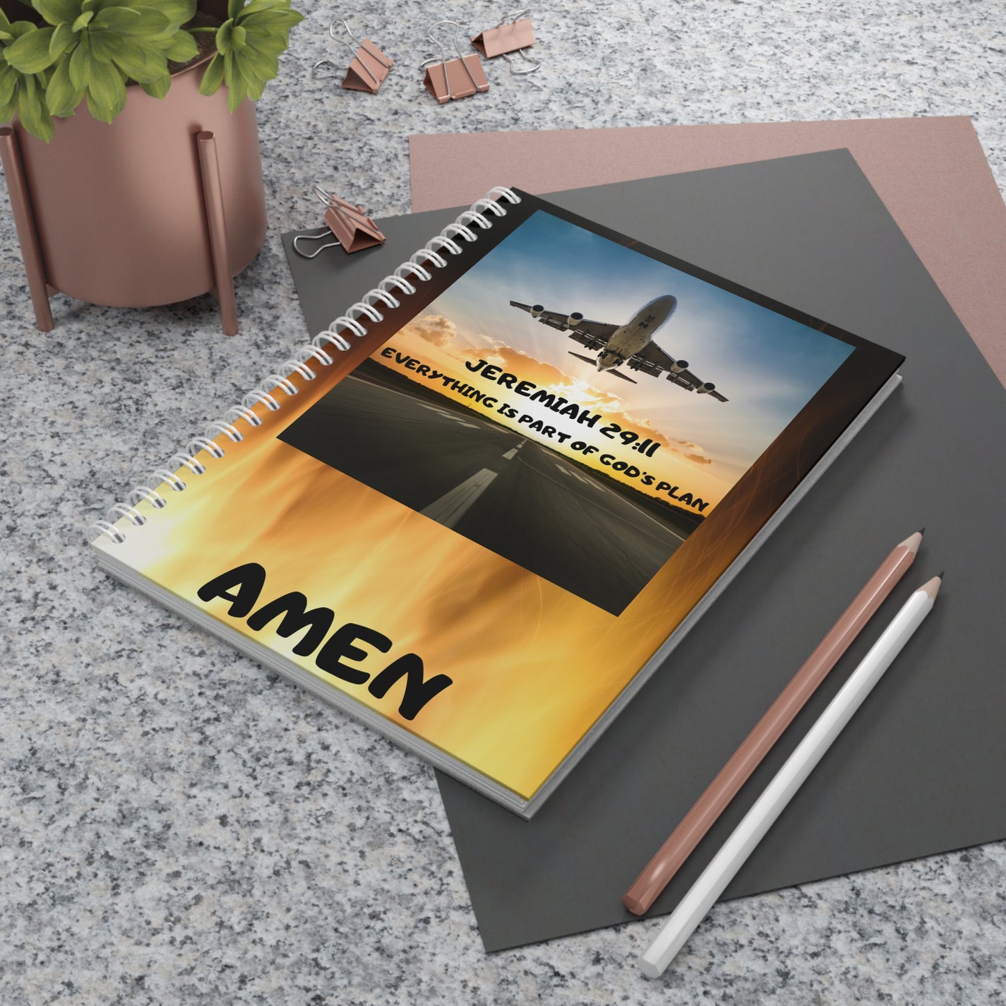 "I'm With You Always" / Jeremiah 29:11 Inspirational JournalFaith Travel Spiral Notebook