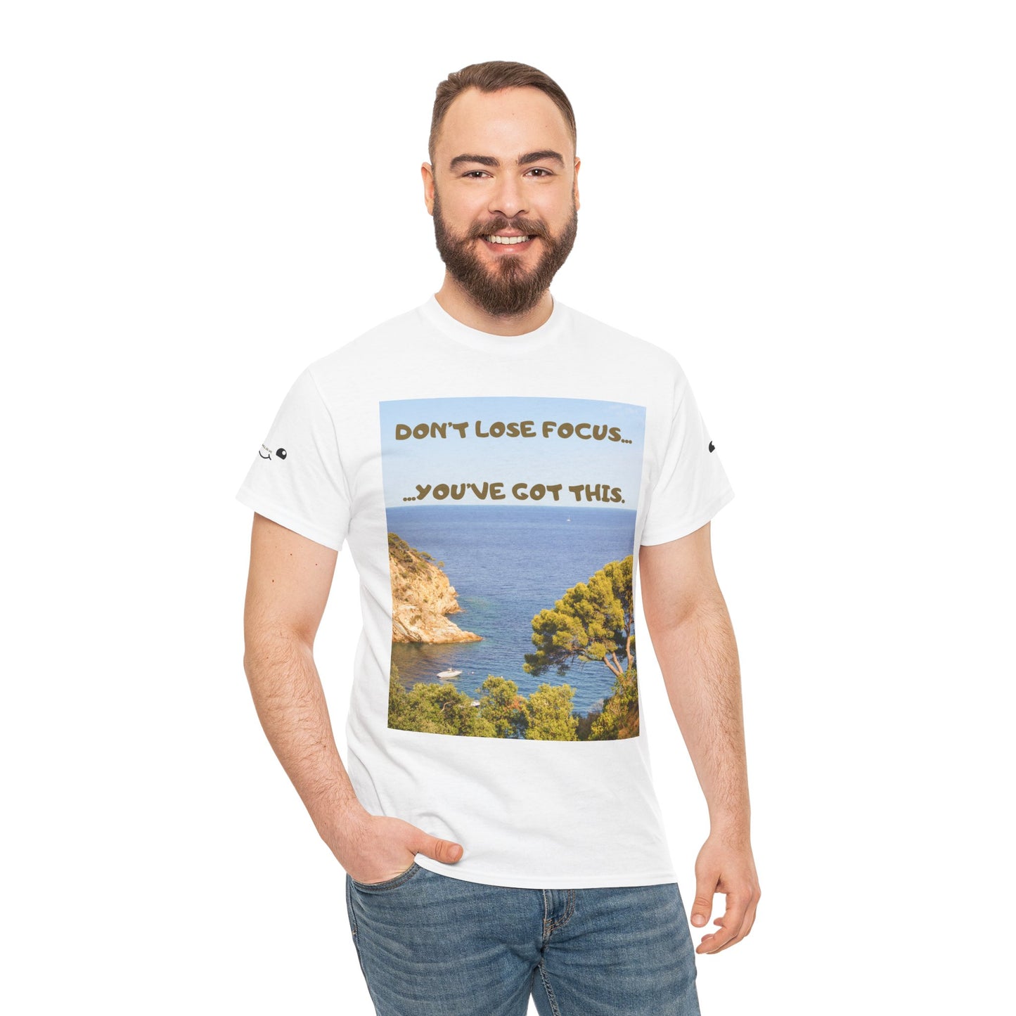 Motivational Tee — "Don't Lose Focus, You've Got This" Beach Graphic
