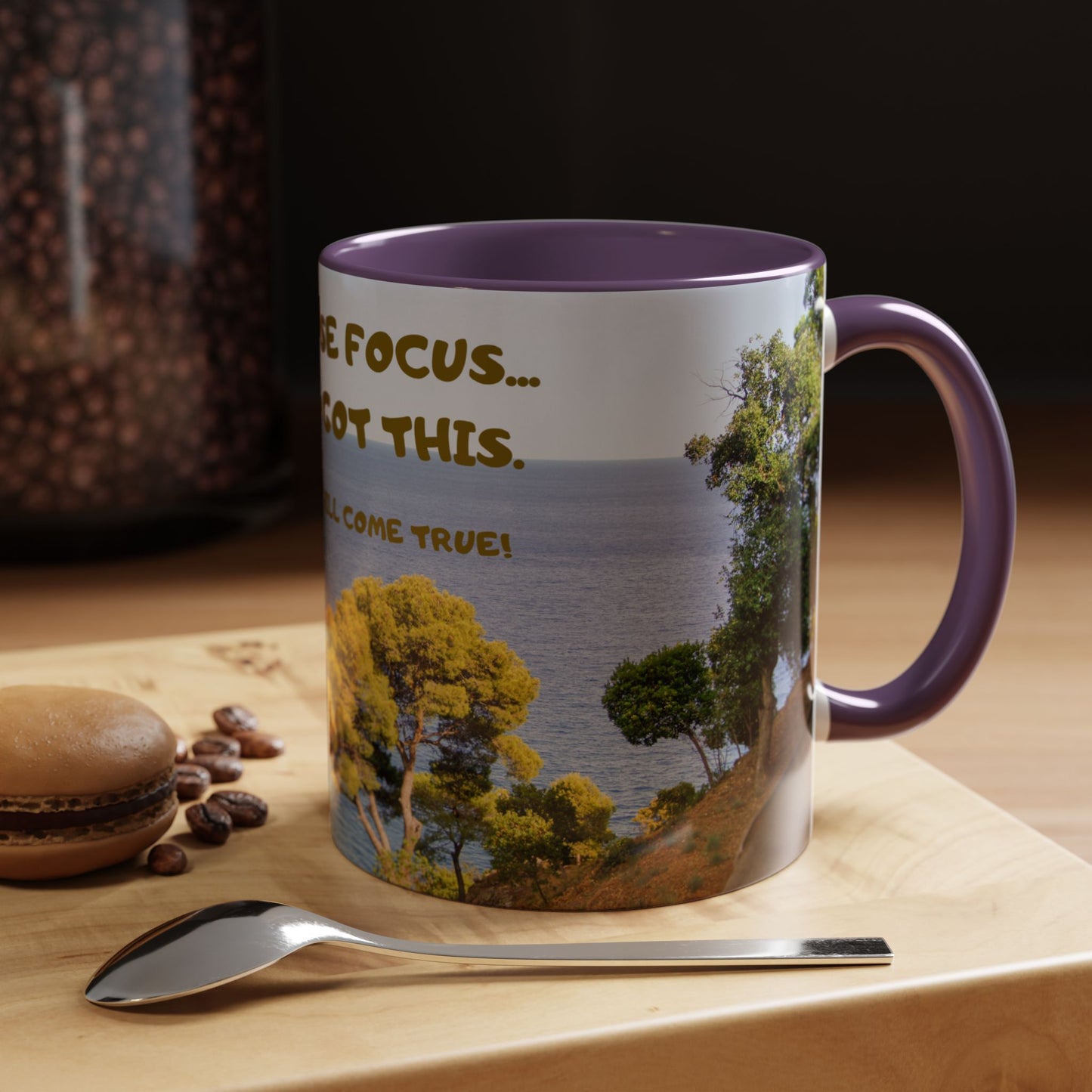 Inspirational Coastal Coffee Mug - "Don't Lose Focus... You've Got This" Accent Mug