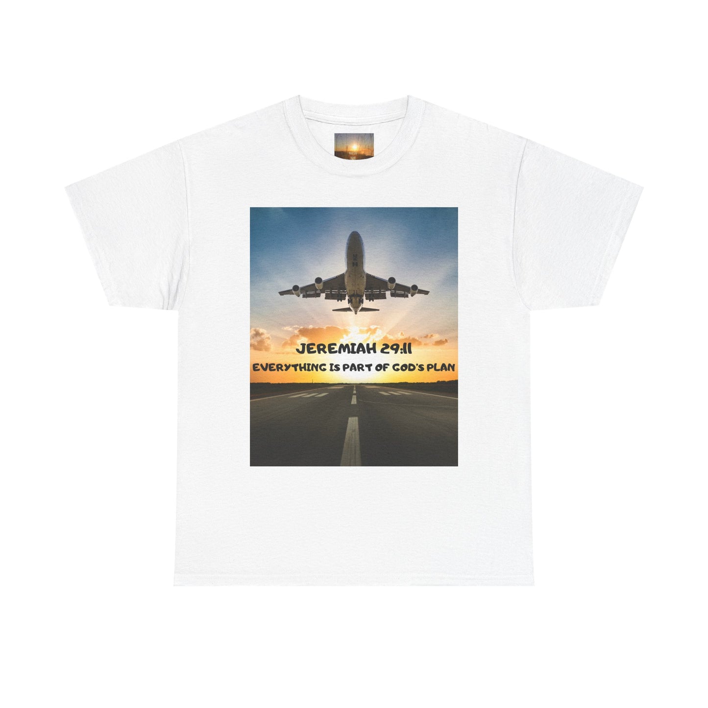 Faith Travel T‑Shirt — “Jeremiah 29:11 / Matthew 28:20” Inspirational Plane Tee