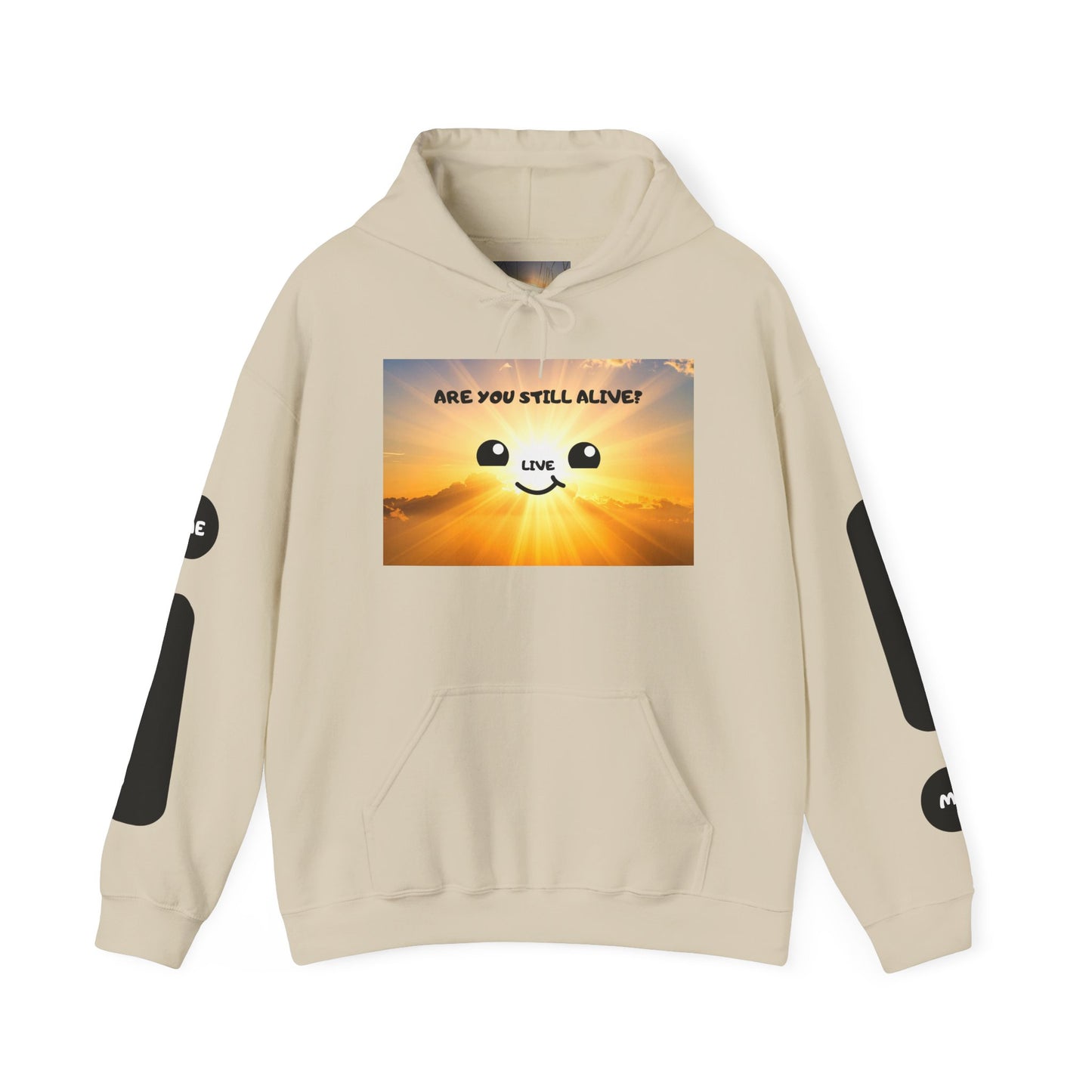Smile Face Hoodie — "Are You Still Alive?" Sunrise Graphic Hooded Sweatshirt