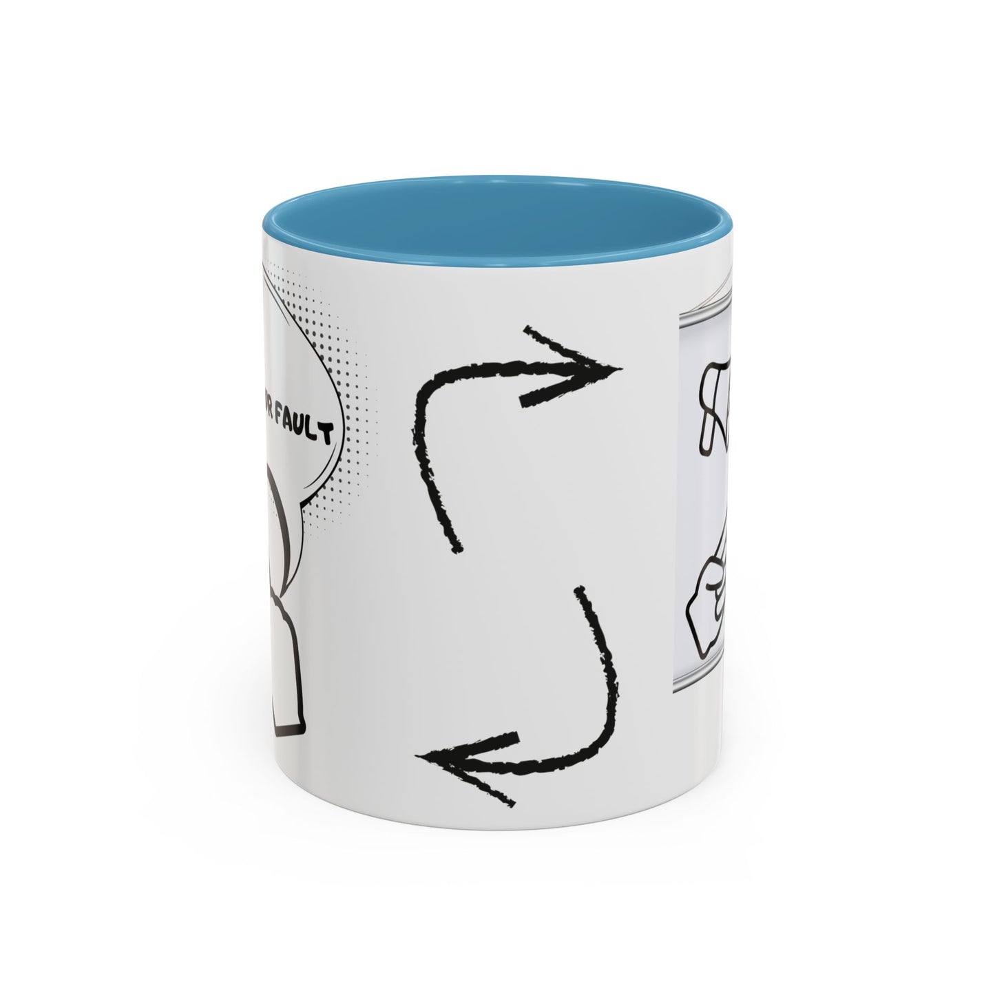 Accent Coffee Mug — Funny 'It Is Not your Fault' Doodle Cartoon Mug (11/15oz)