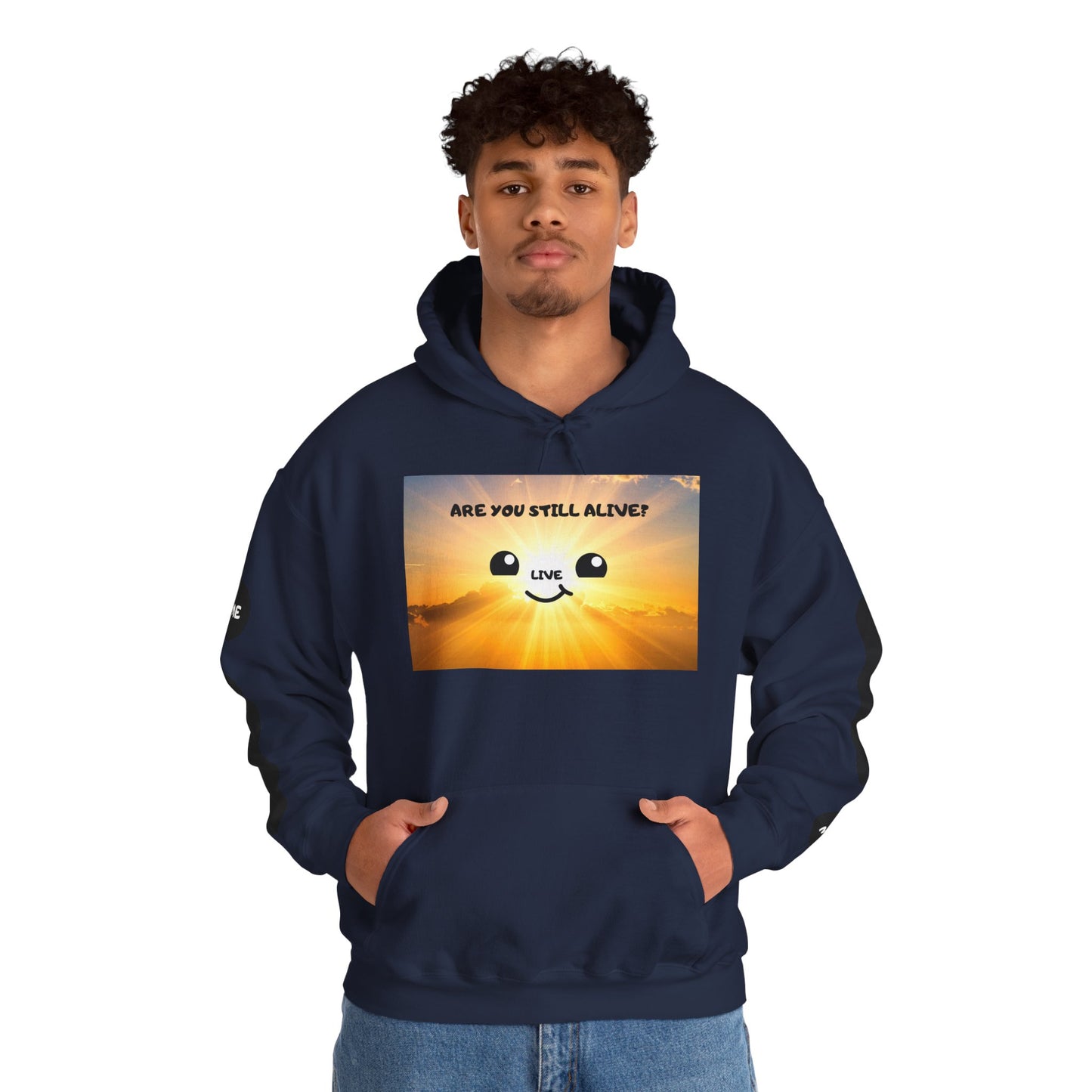 Smile Face Hoodie — "Are You Still Alive?" Sunrise Graphic Hooded Sweatshirt